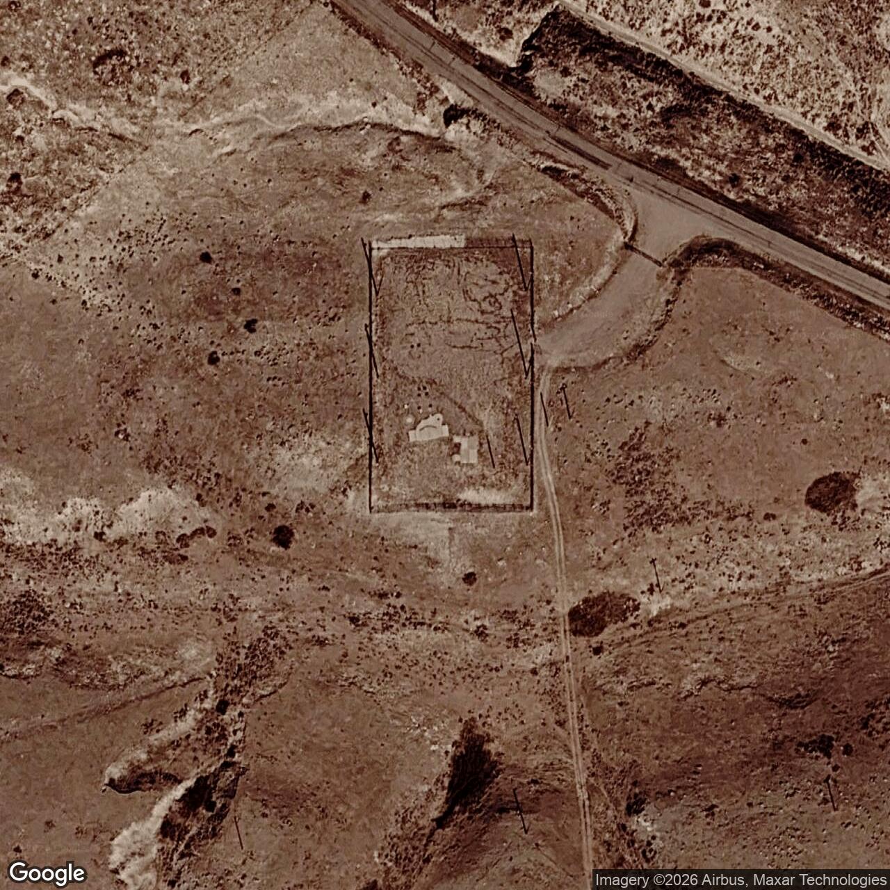 Current Google Satellite Image of Minuteman Launch Facility Q-02, Wyoming