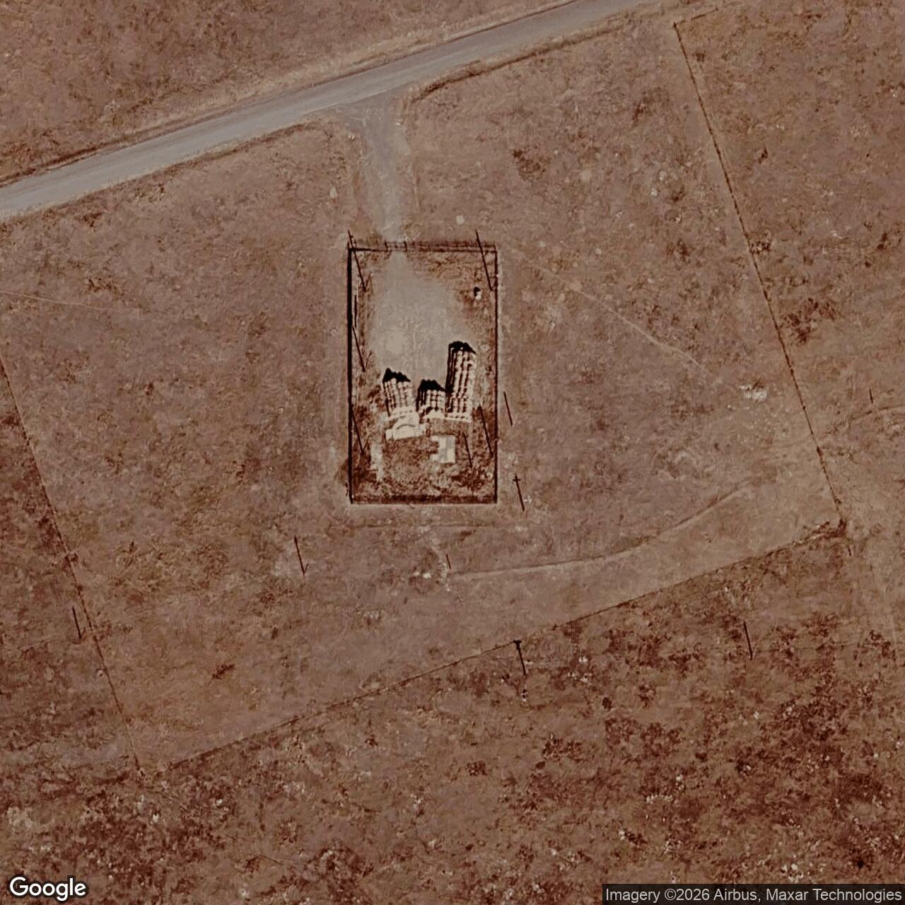 Current Google Satellite Image of Minuteman Launch Facility Q-03, Wyoming