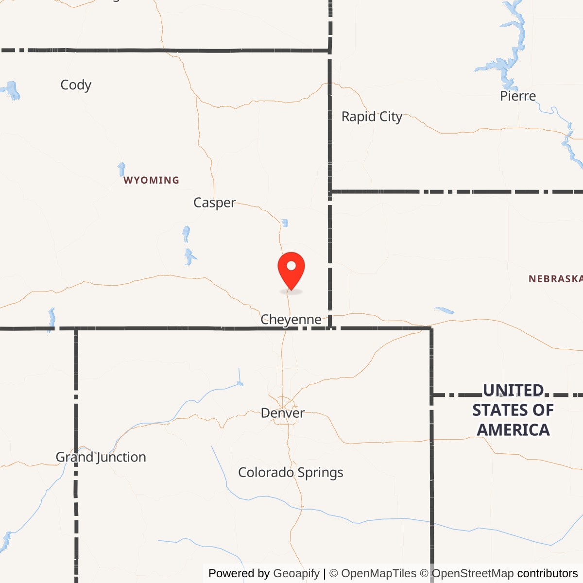 Map showing location of Minuteman Launch Facility Q-04, Wyoming