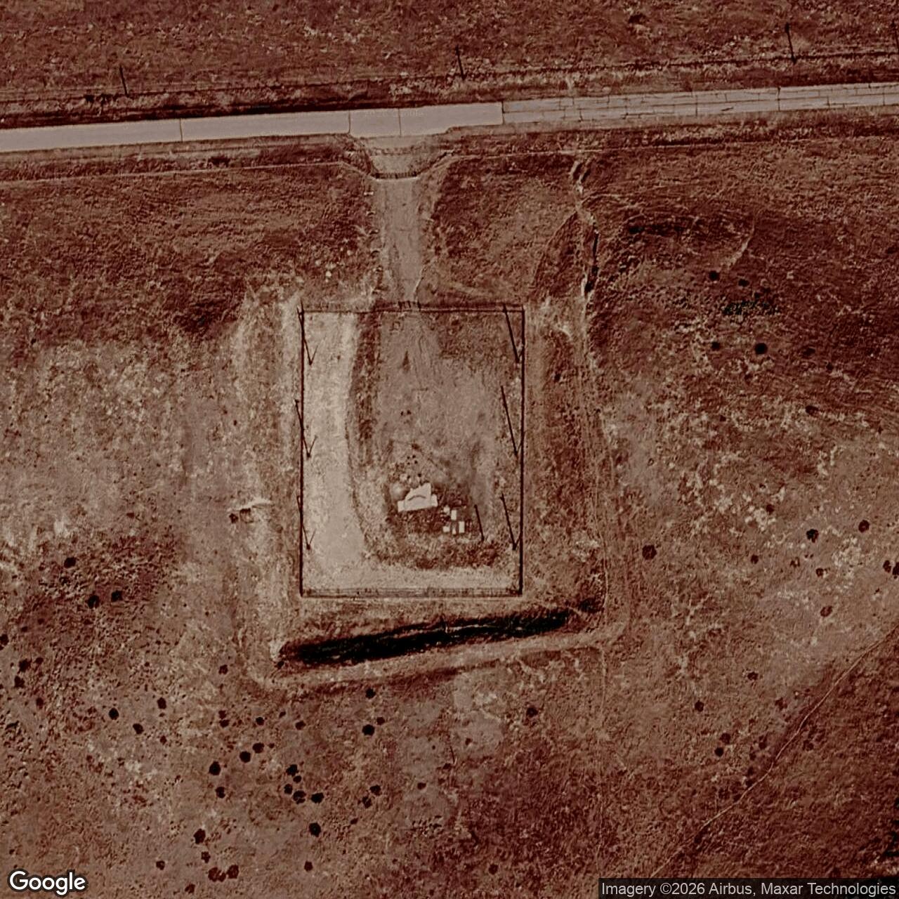 Current Google Satellite Image of Minuteman Launch Facility Q-04, Wyoming
