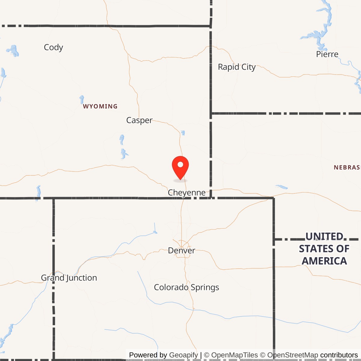 Map showing location of Minuteman Launch Facility Q-06, Wyoming