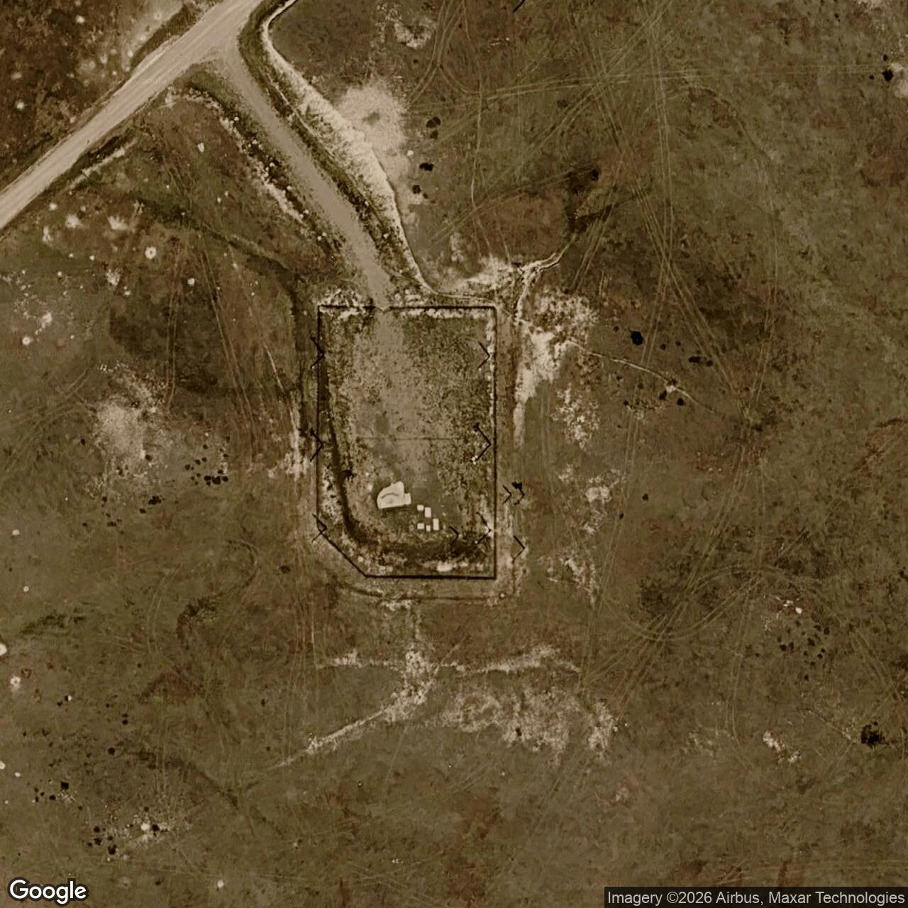 Current Google Satellite Image of Minuteman Launch Facility Q-07, Wyoming
