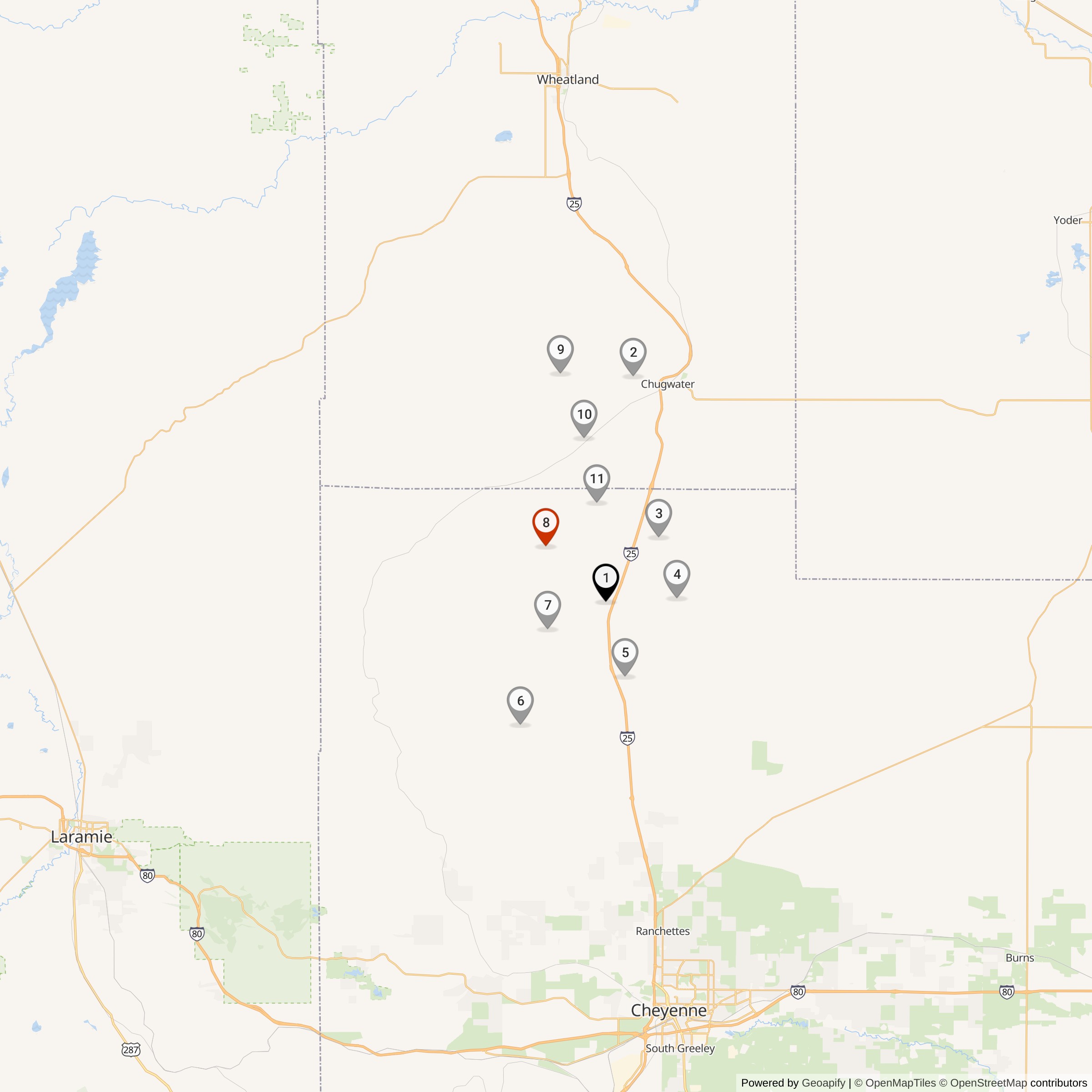 Map Showing Quebec Flight Missile Silos & MAF Locations