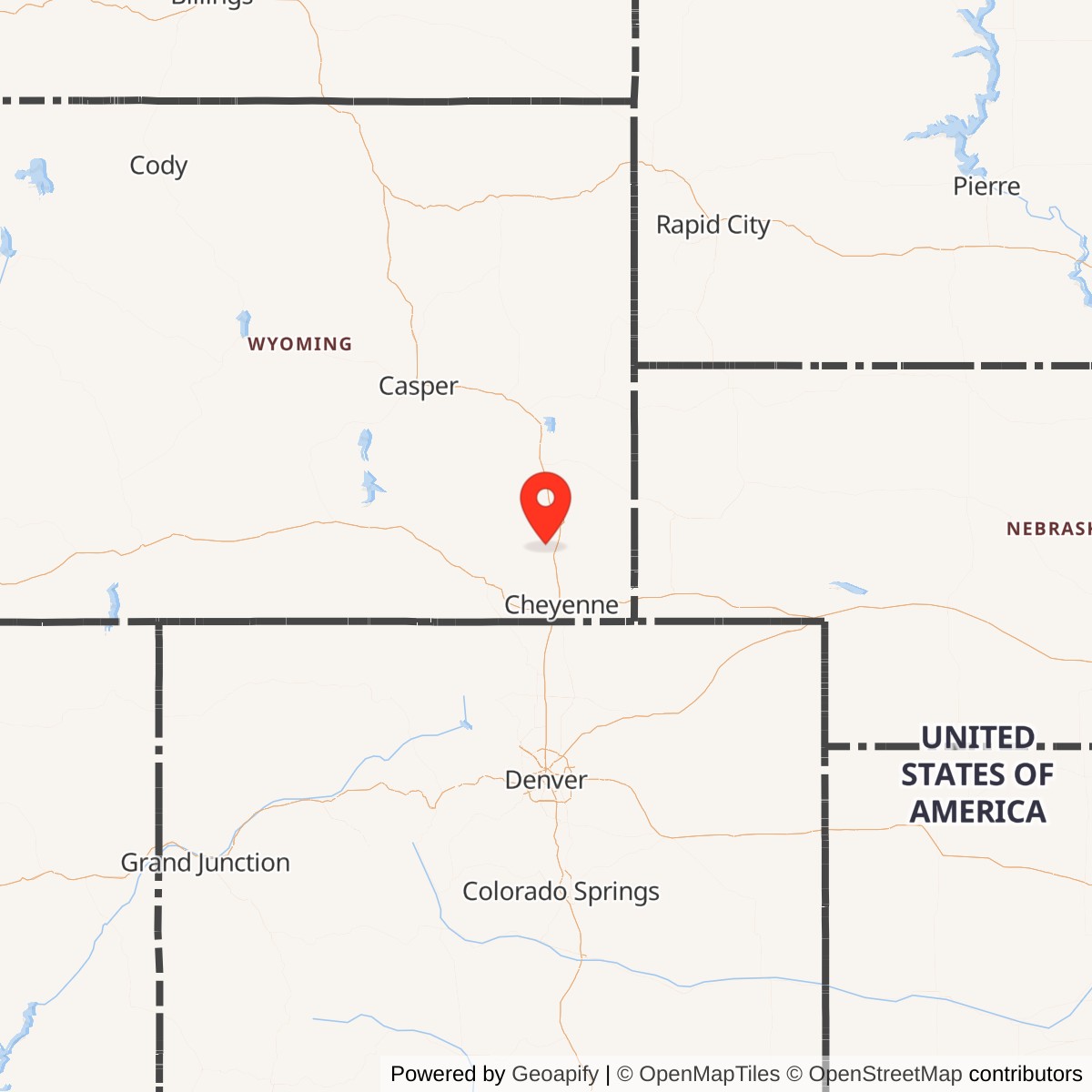 Map showing location of Minuteman Launch Facility Q-08, Wyoming