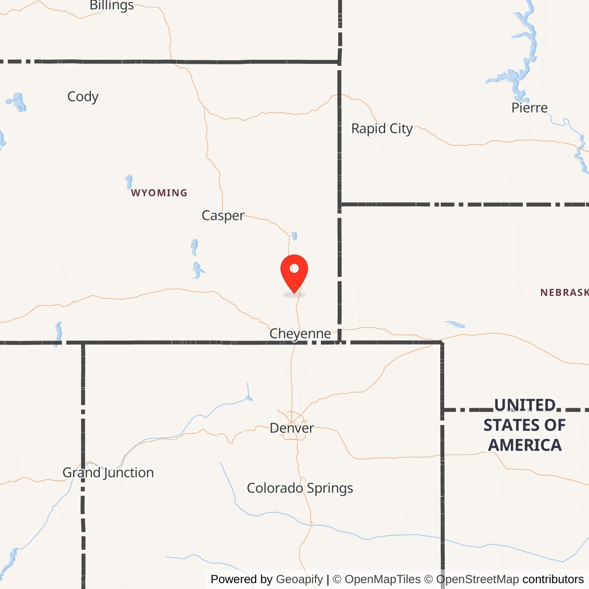 Map showing location of Minuteman Launch Facility Q-10, Wyoming