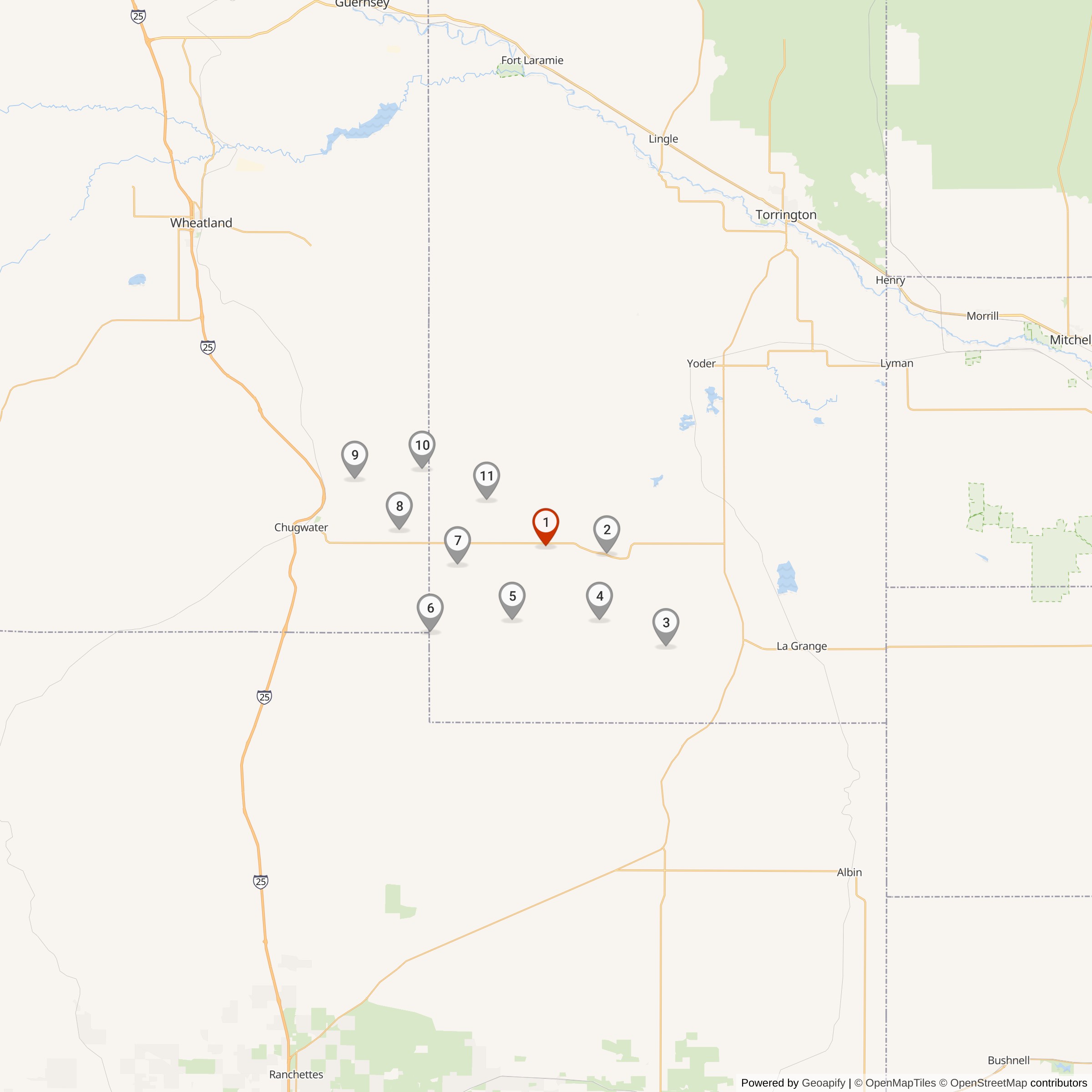 Map Showing Romeo Flight Missile Silos & MAF Locations