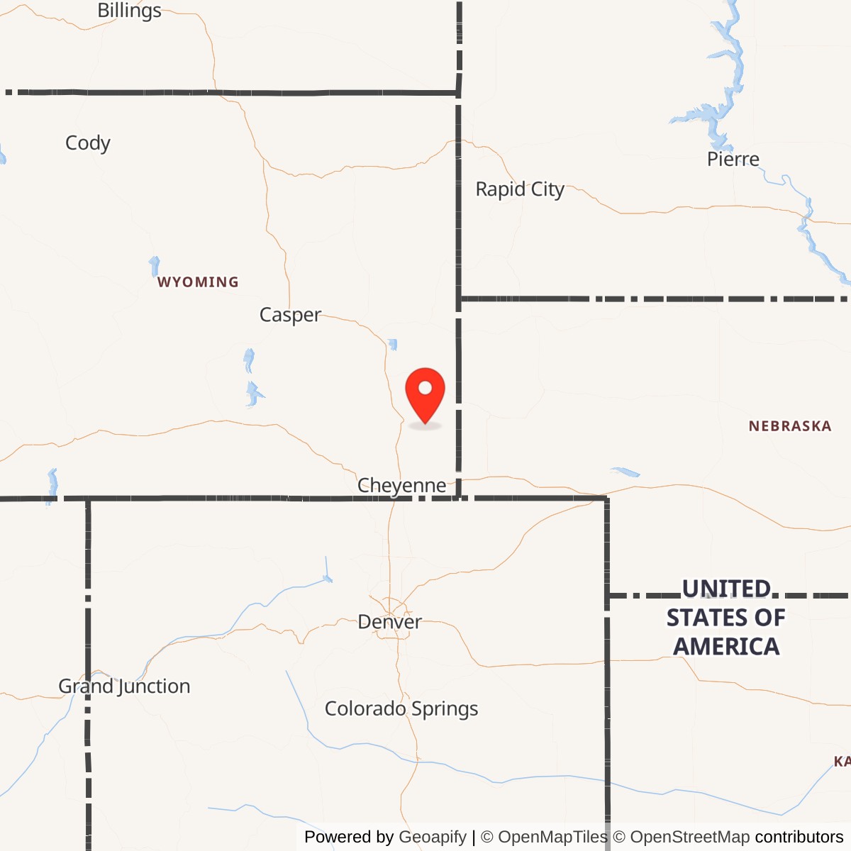 Map showing location of R-01 Missile Alert Facility and Romeo Flight, Wyoming