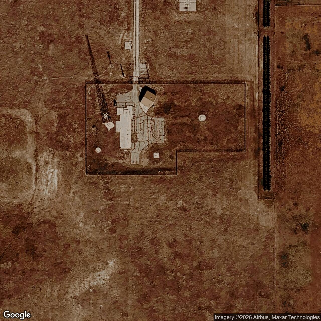 Current Google Satellite Image of R-01 Missile Alert Facility and Romeo Flight, Wyoming
