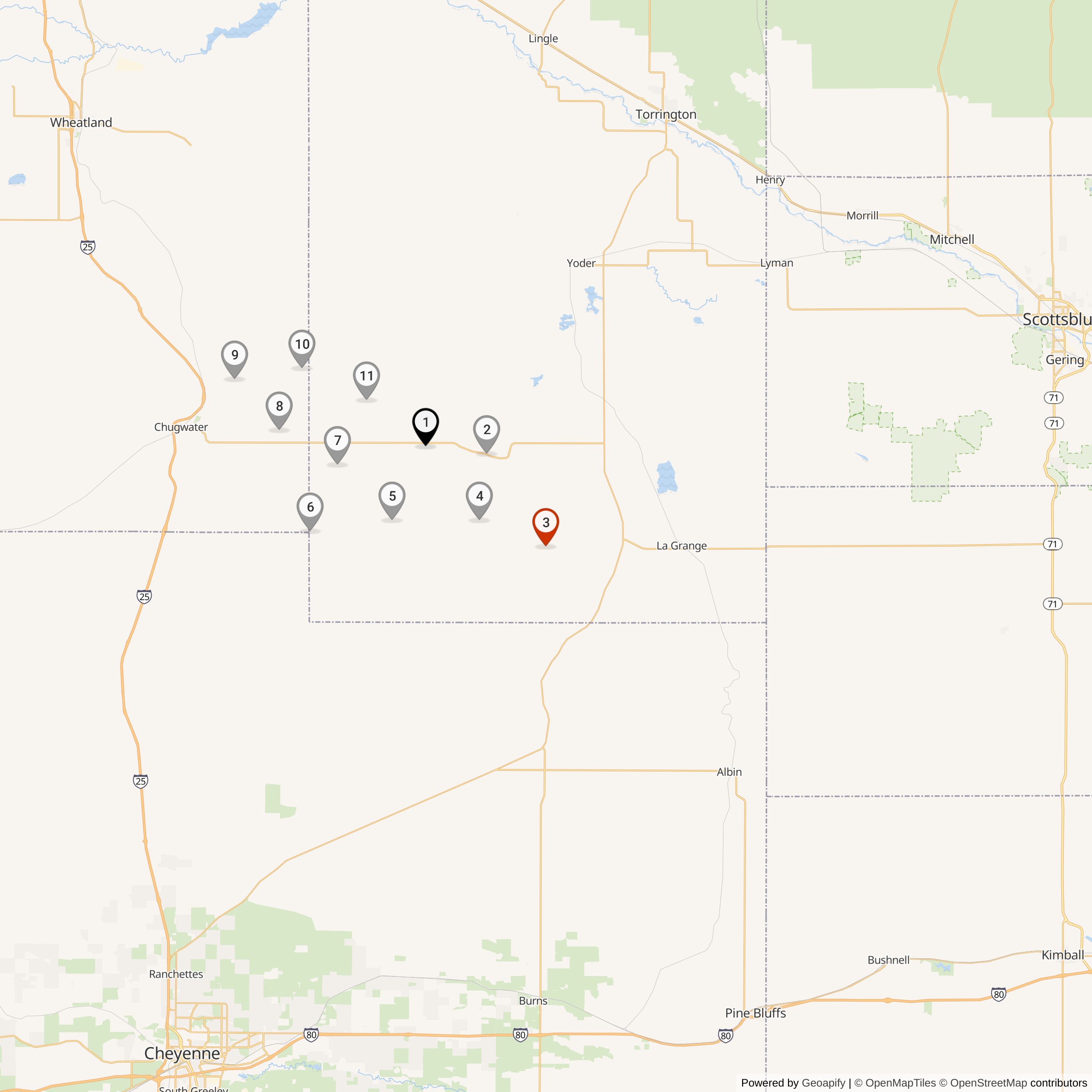 Map Showing Romeo Flight Missile Silos & MAF Locations