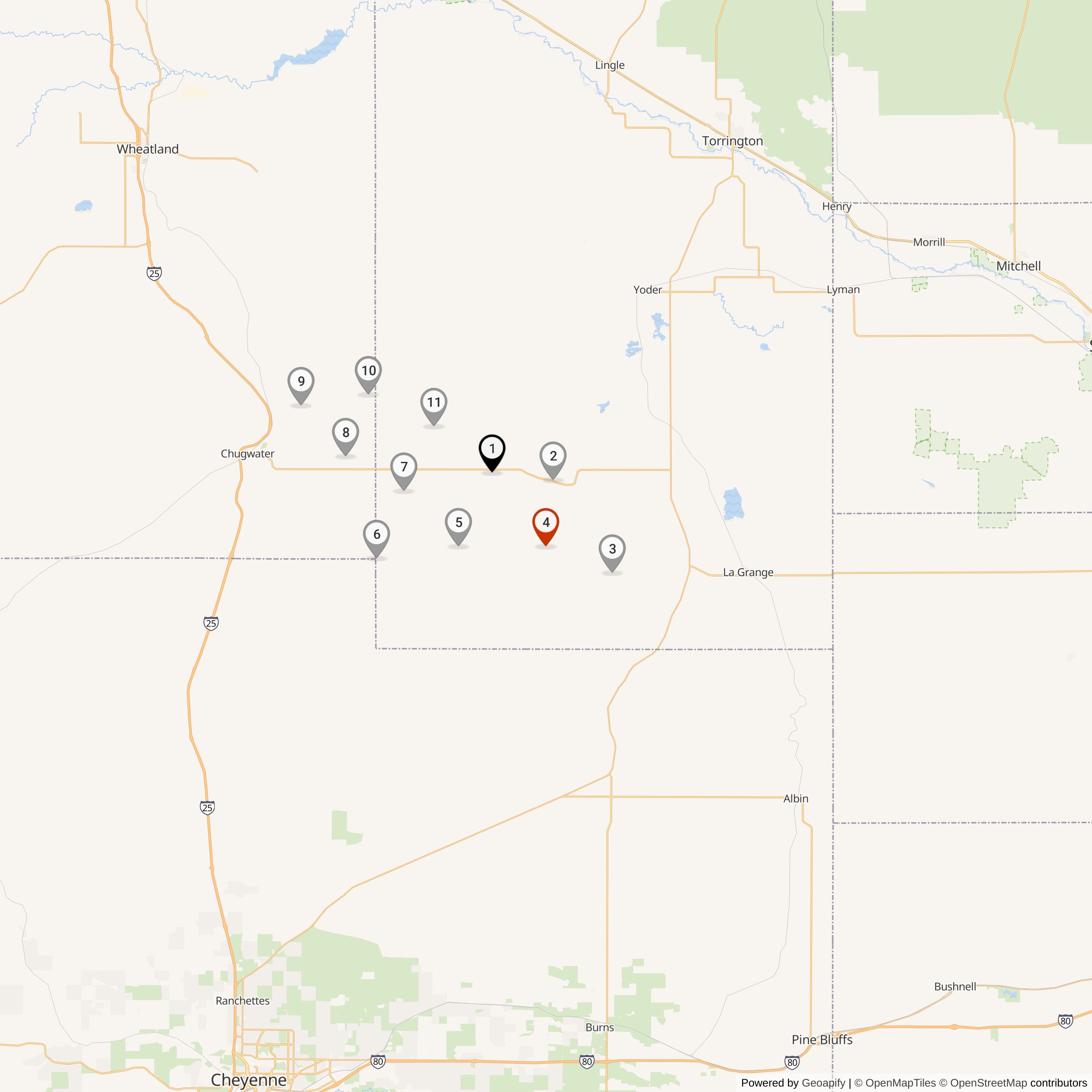 Map Showing Romeo Flight Missile Silos & MAF Locations