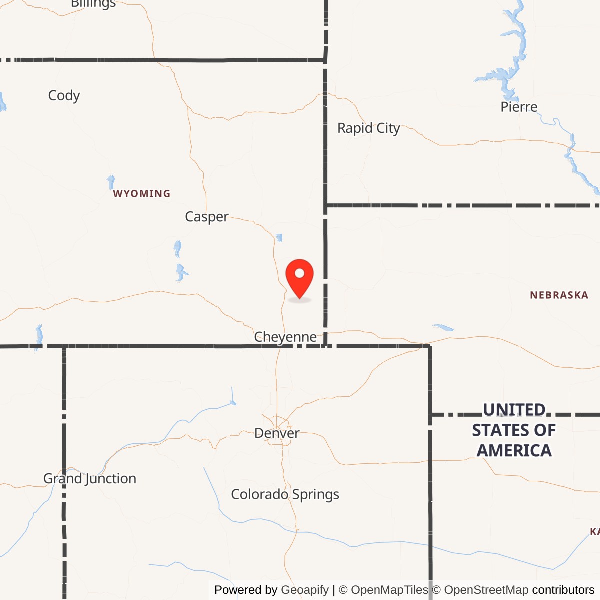Map showing location of Launch Facility R-05, Wyoming