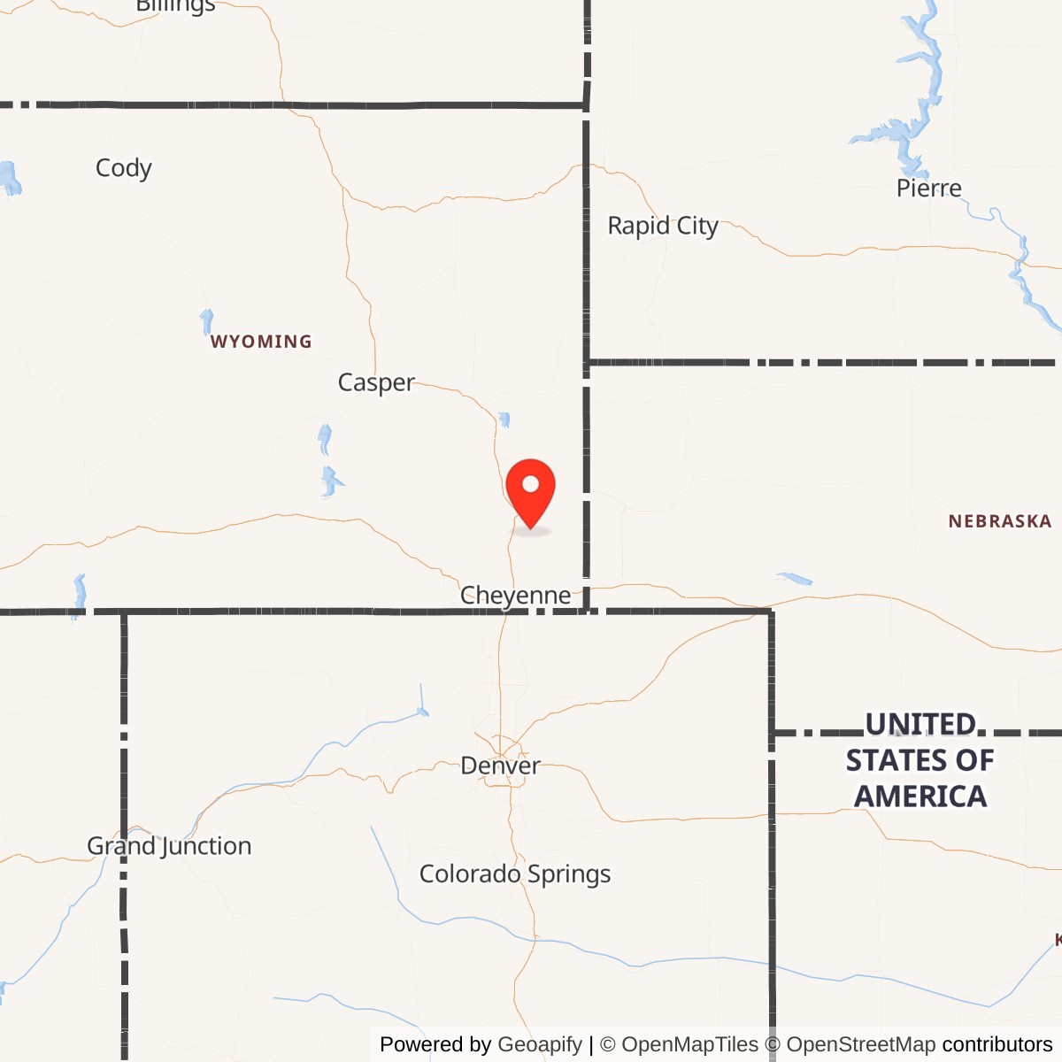 Map showing location of Launch Facility R-06, Wyoming