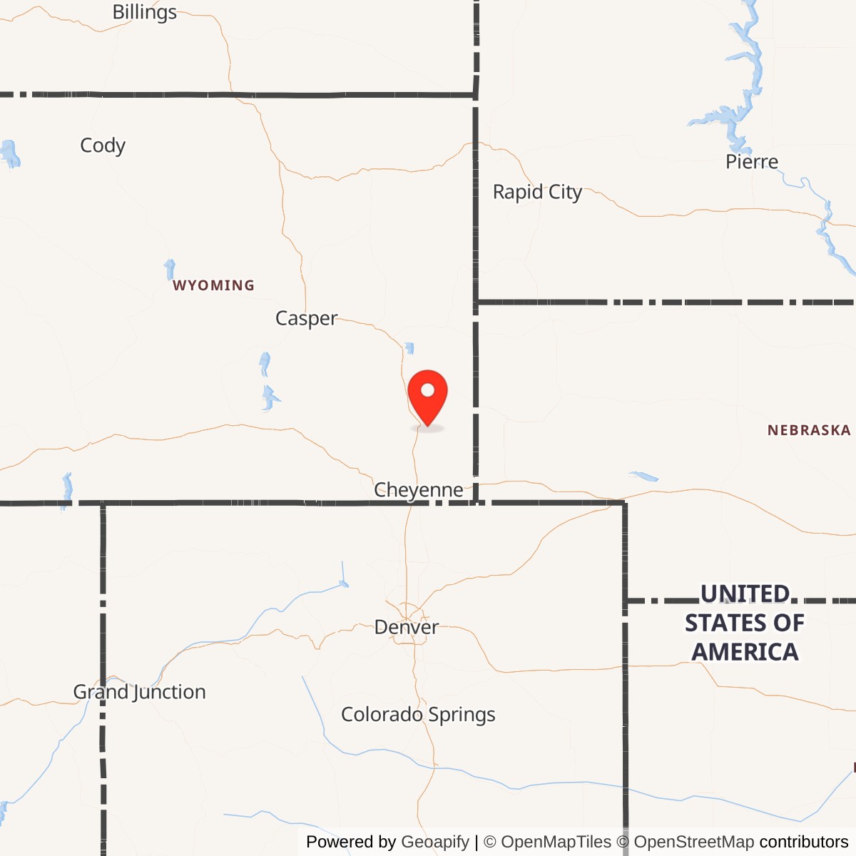 Map showing location of Launch Facility R-08, Wyoming