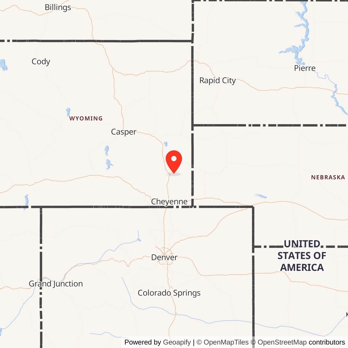 Map showing location of Launch Facility R-10, Wyoming