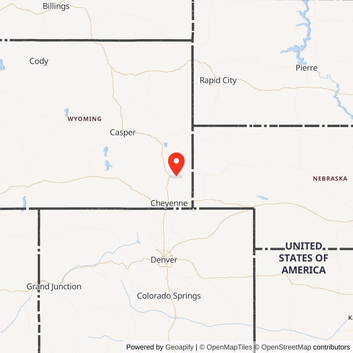 Map showing location of Launch Facility R-11, Wyoming