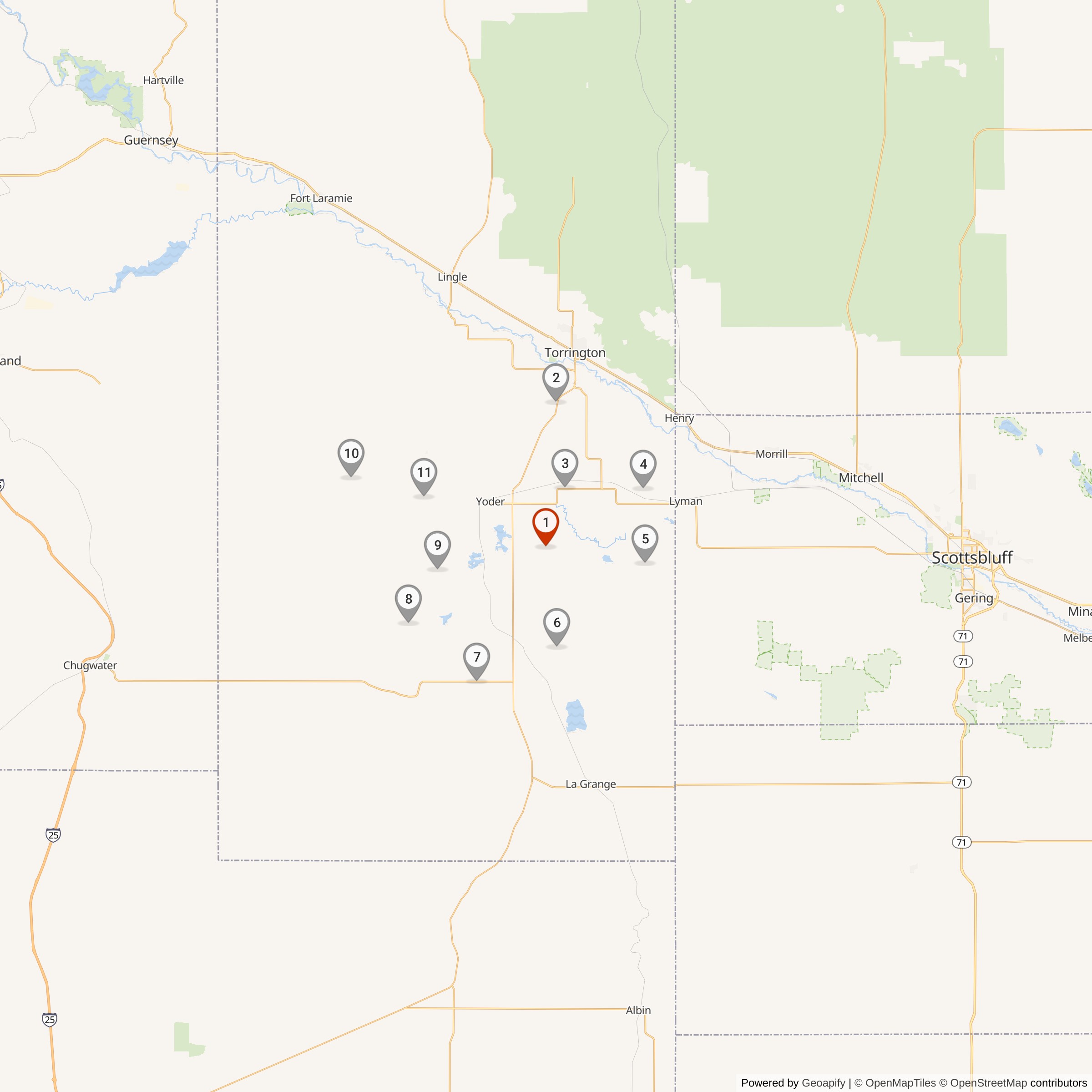 Map Showing Sierra Flight Missile Silos & MAF Locations