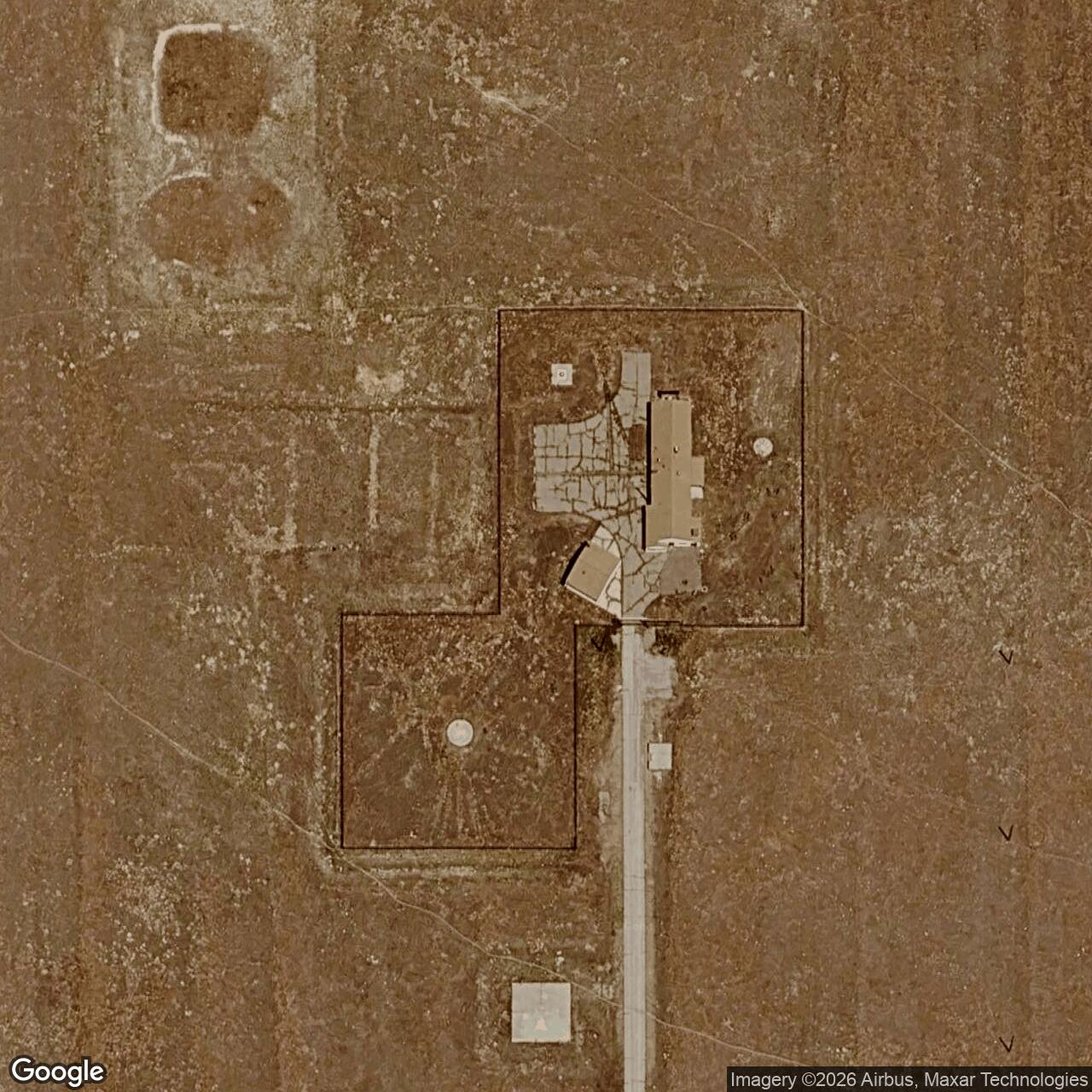 Current Google Satellite Image of Minuteman S-01 Missile Alert Facility and Sierra Flight, Wyoming