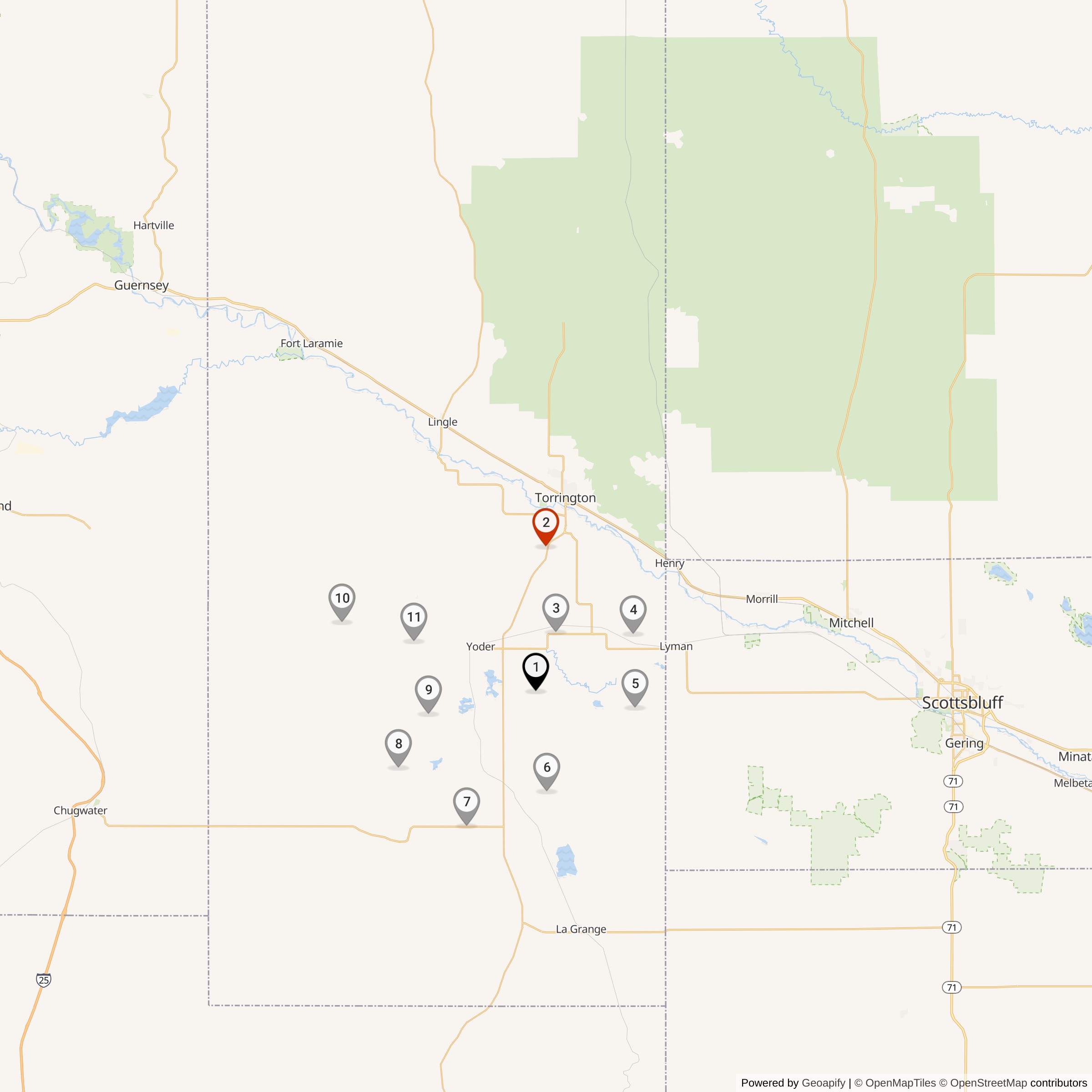 Map Showing Sierra Flight Missile Silos & MAF Locations