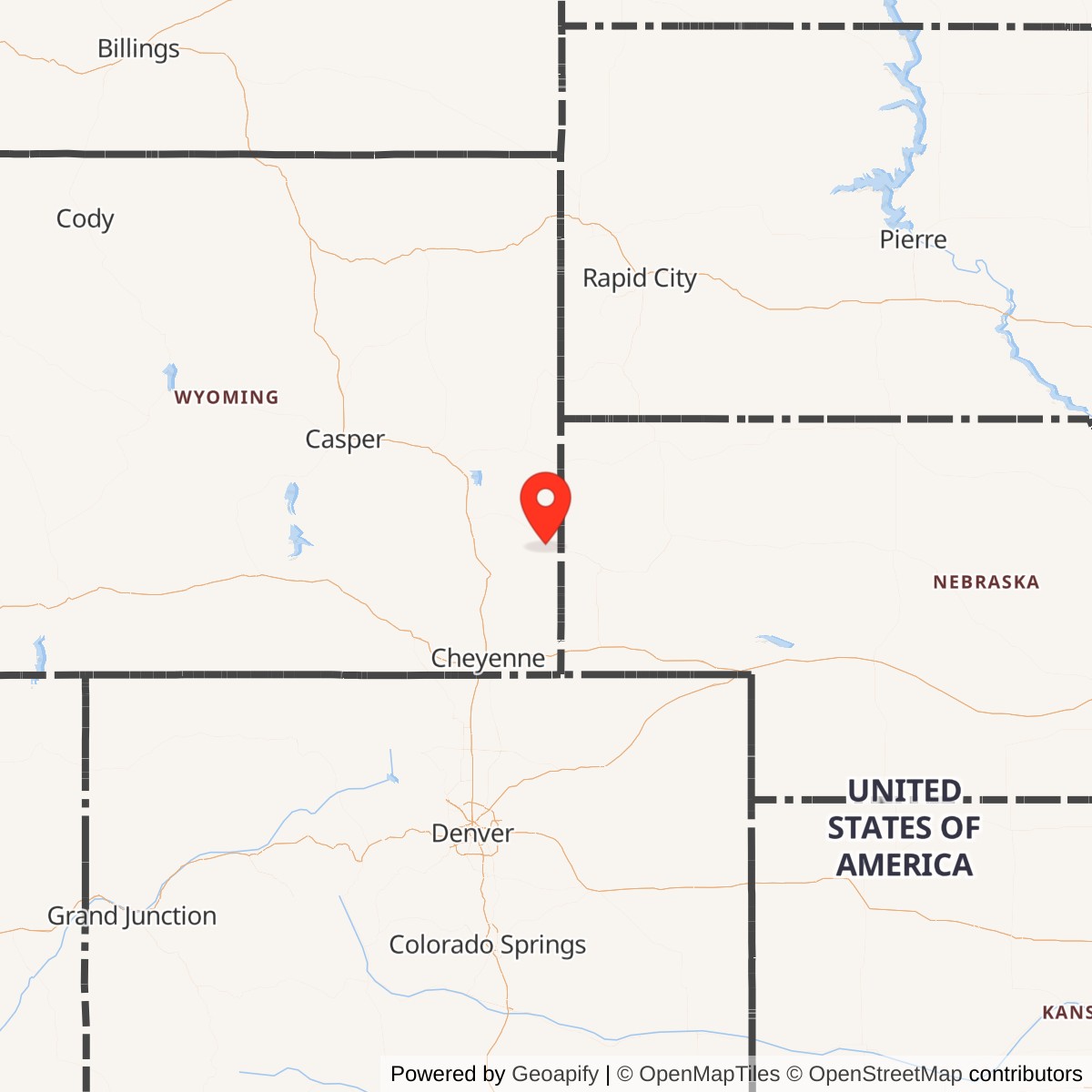 Map showing location of Minuteman Launch Facility S-02, Wyoming