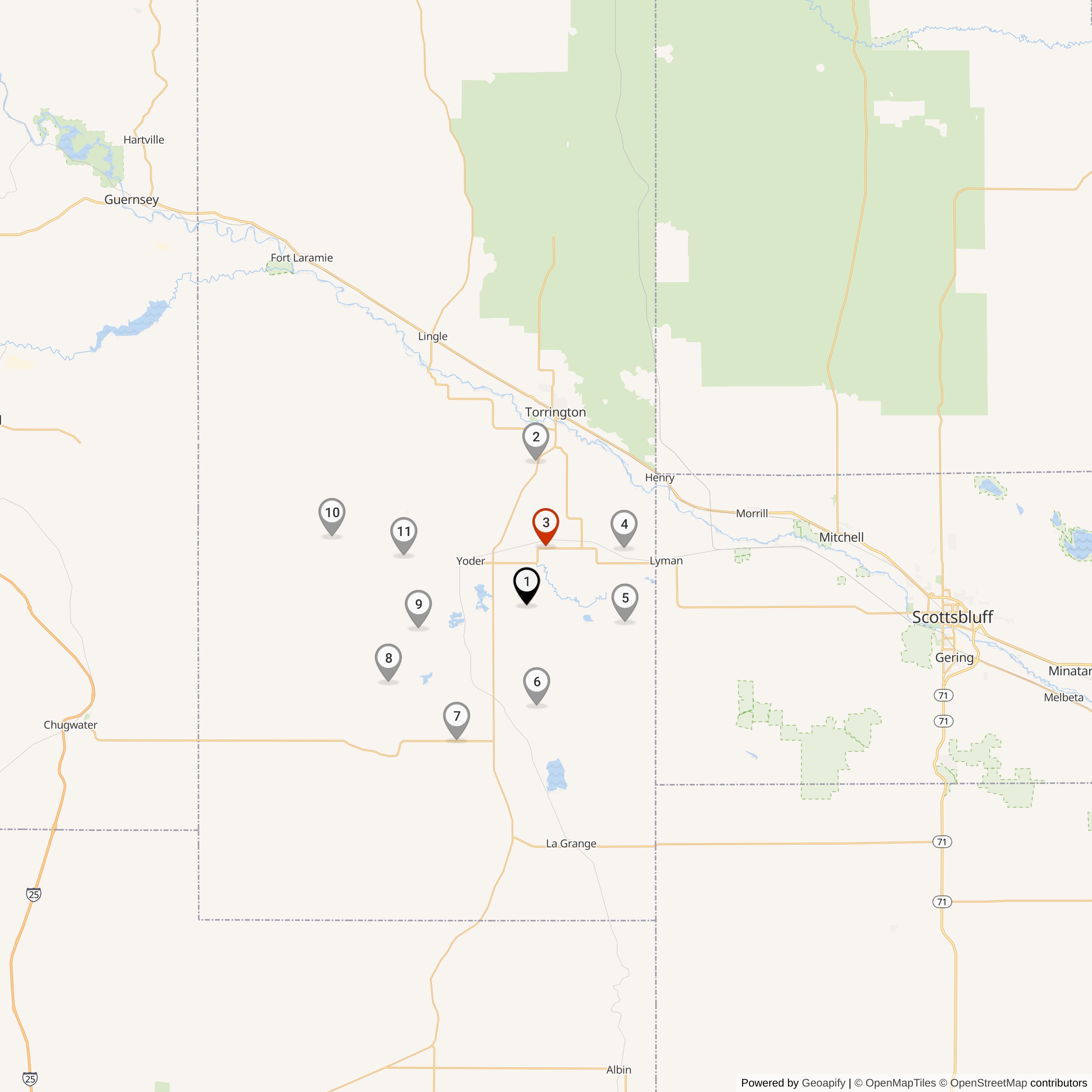 Map Showing Sierra Flight Missile Silos & MAF Locations