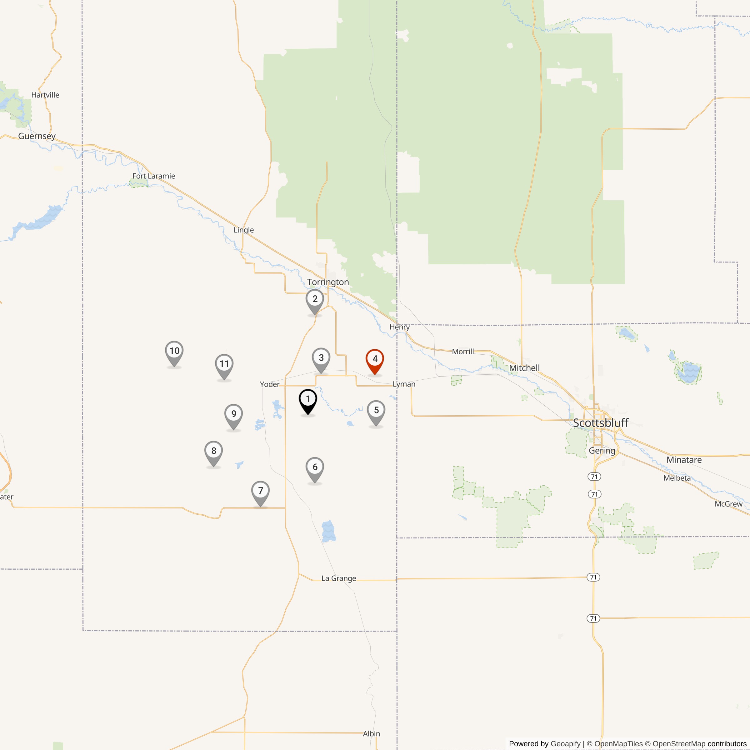 Map Showing Sierra Flight Missile Silos & MAF Locations