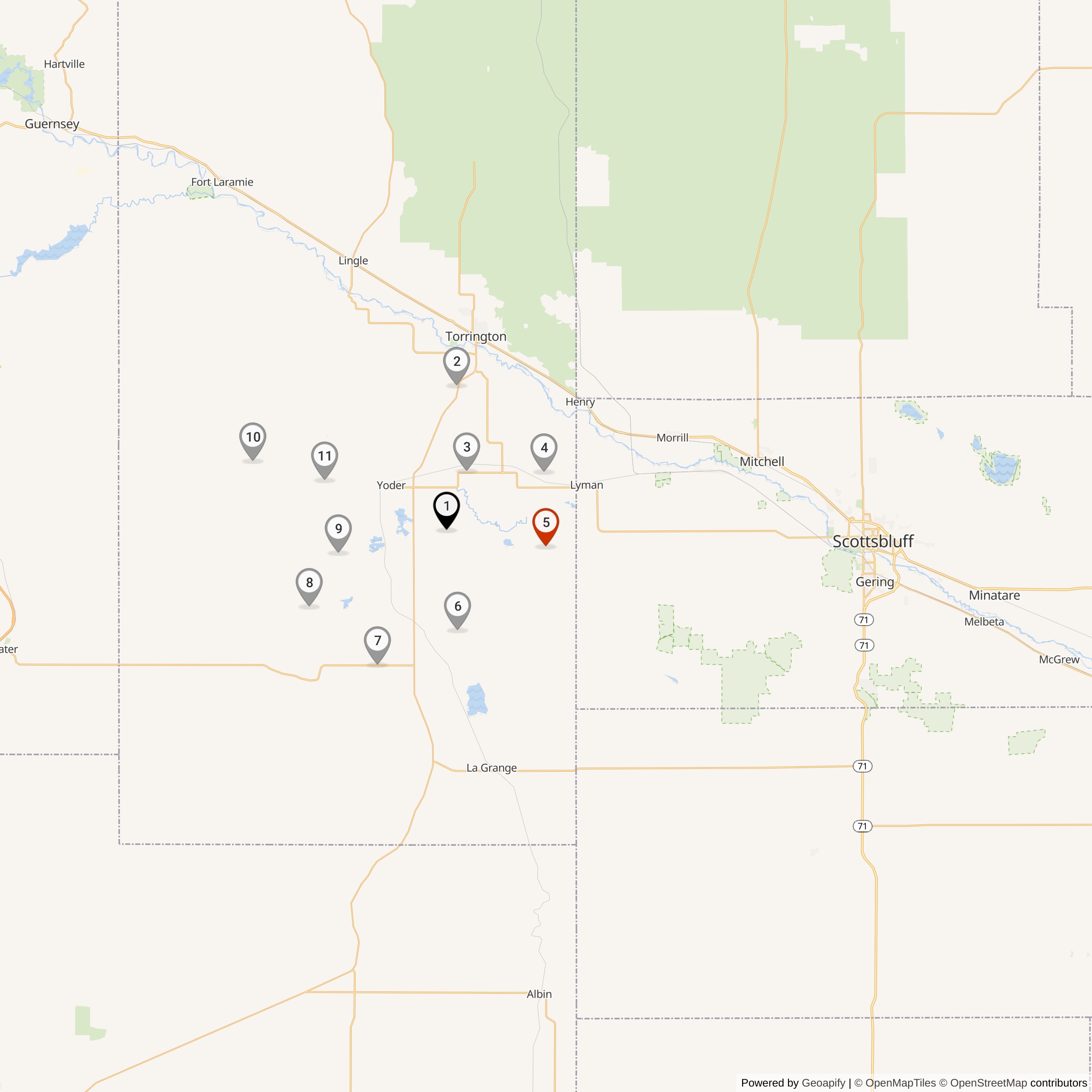 Map Showing Sierra Flight Missile Silos & MAF Locations