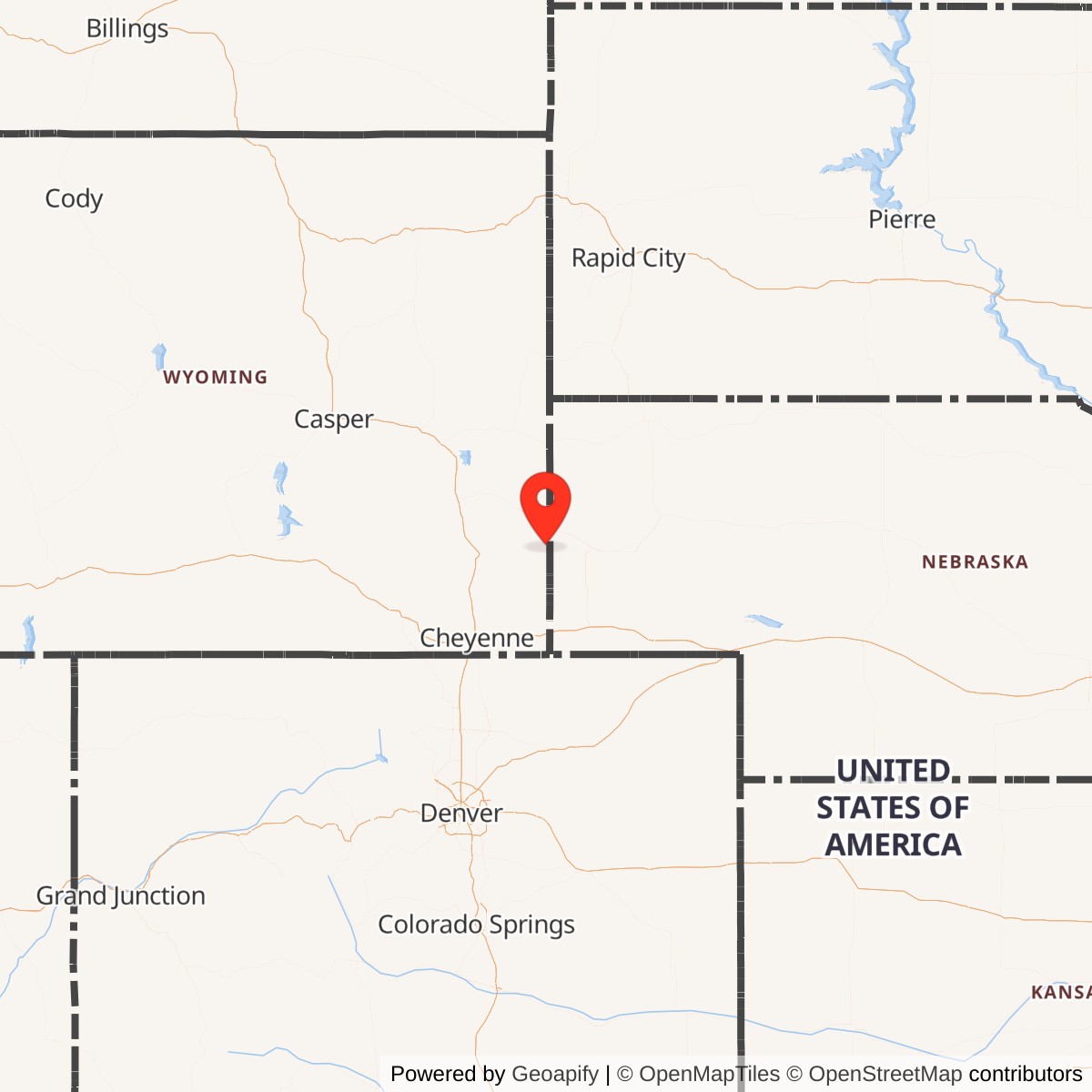 Map showing location of Minuteman Launch Facility S-05, Nebraska
