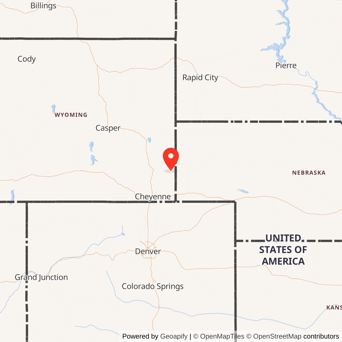 Map showing location of Minuteman Launch Facility S-06, Wyoming