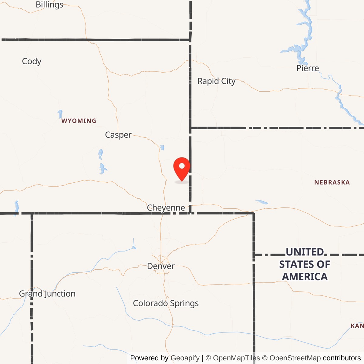 Map showing location of Minuteman Launch Facility S-07, Wyoming