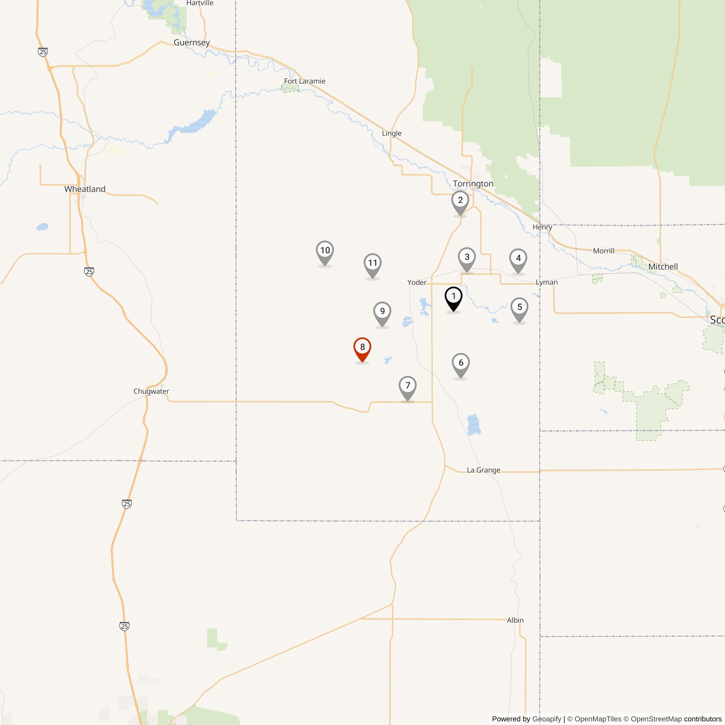Map Showing Sierra Flight Missile Silos & MAF Locations