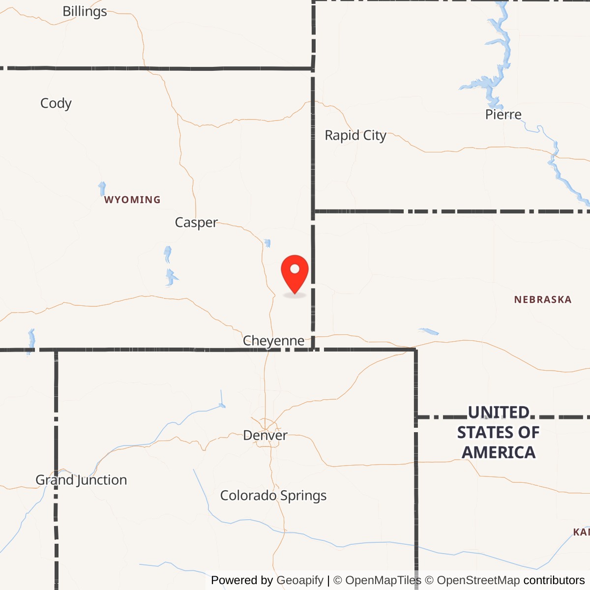 Map showing location of Minuteman Launch Facility S-08, Wyoming