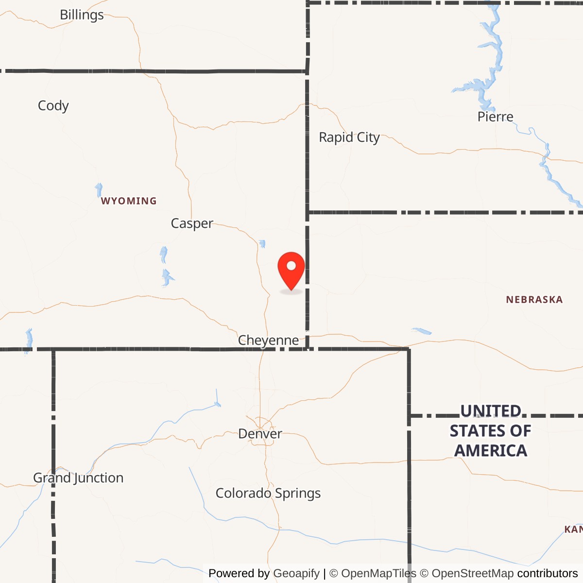 Map showing location of Minuteman Launch Facility S-09, Wyoming