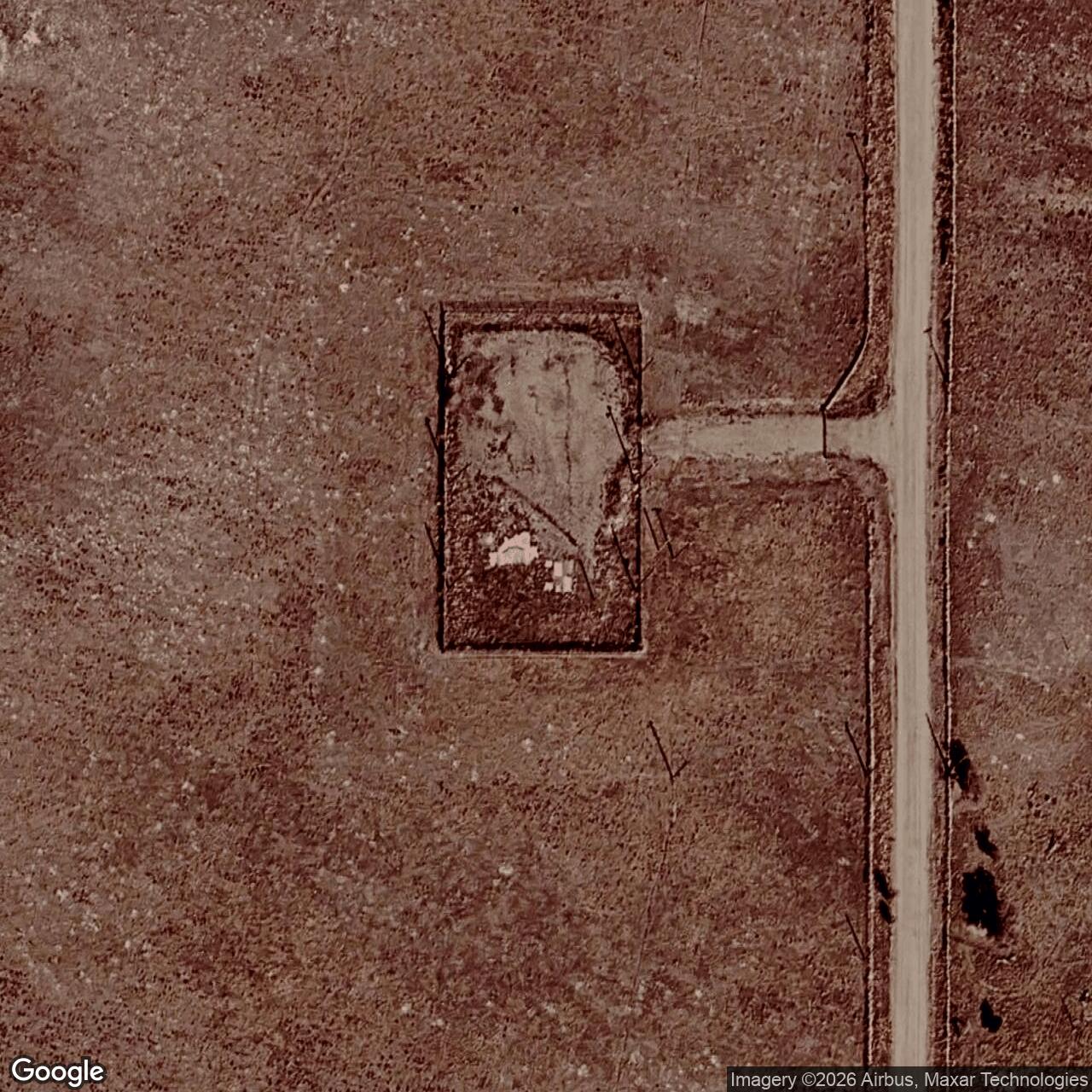 Current Google Satellite Image of Minuteman Launch Facility S-09, Wyoming