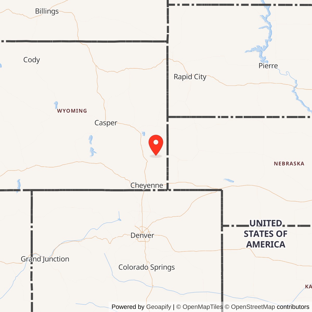 Map showing location of Minuteman Launch Facility S-10, Wyoming