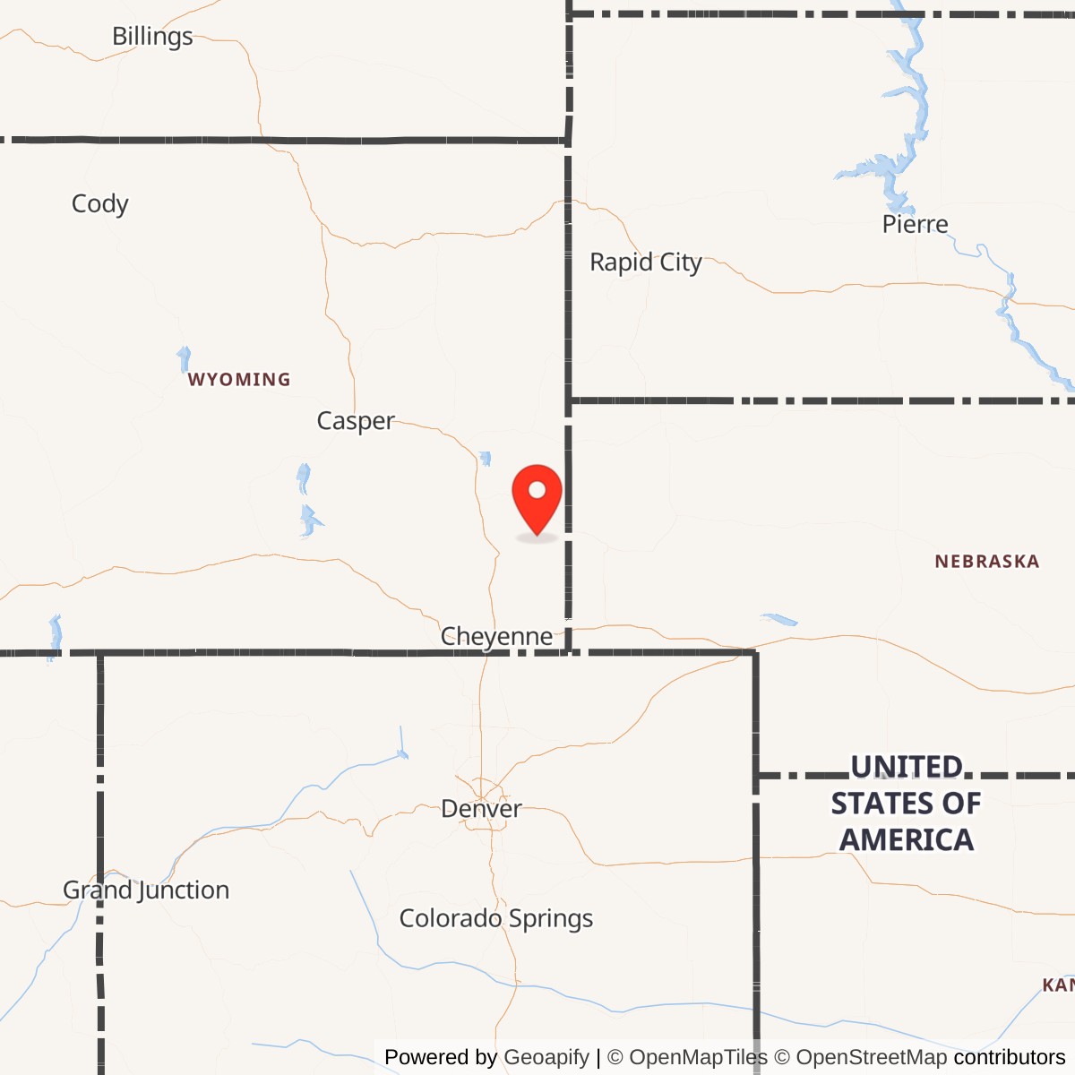 Map showing location of Minuteman Launch Facility S-11, Wyoming