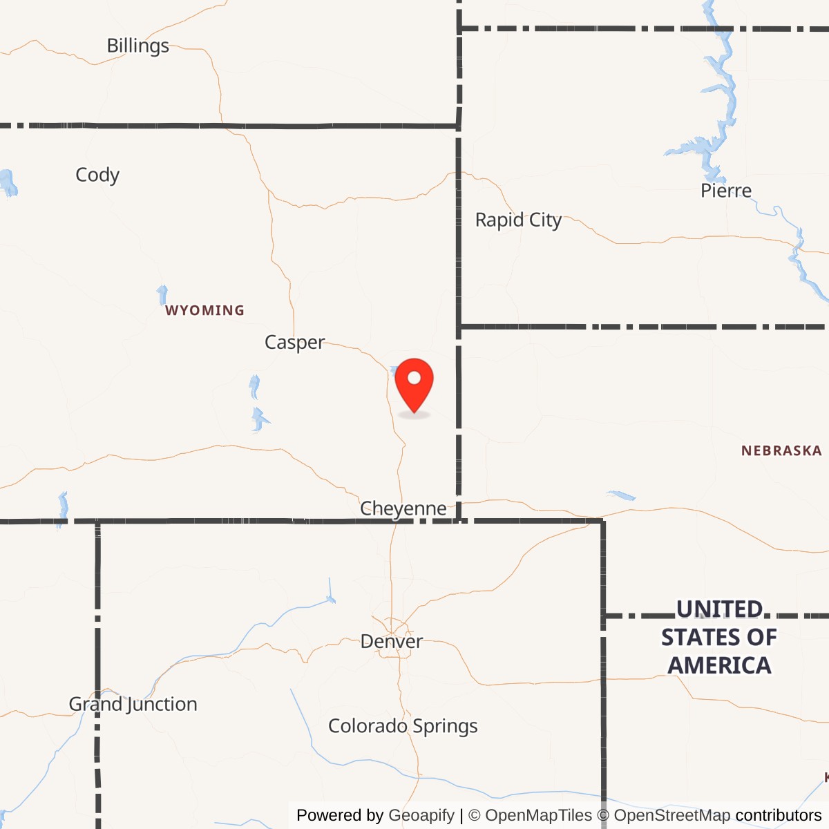 Map showing location of Minuteman Launch Facility T-02, Wyoming