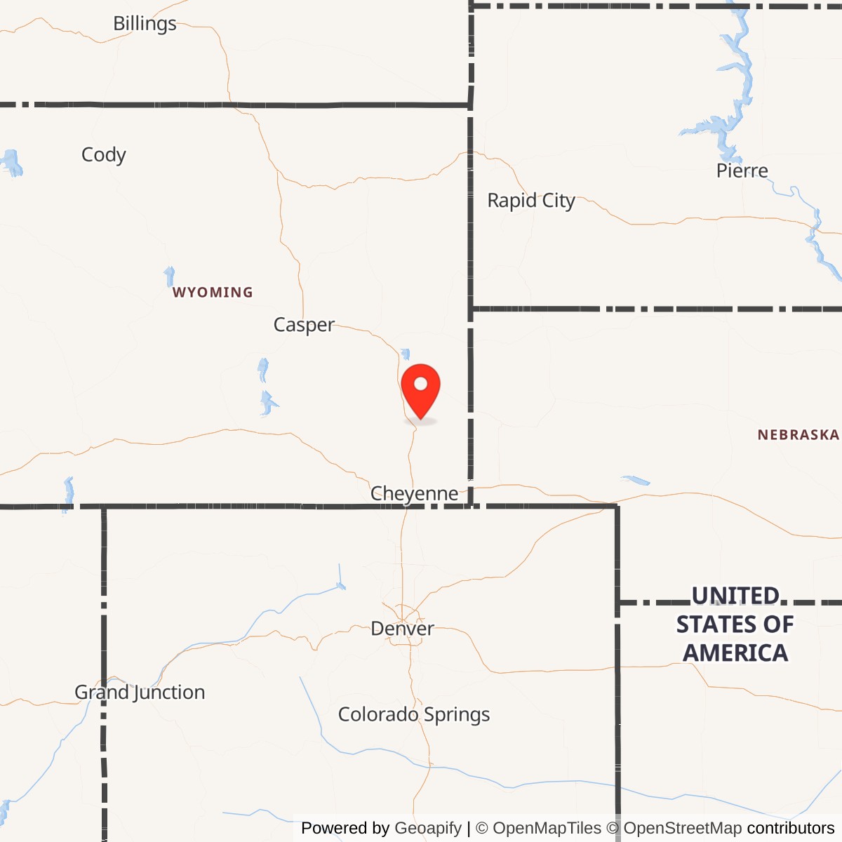 Map showing location of Minuteman Launch Facility T-05, Wyoming