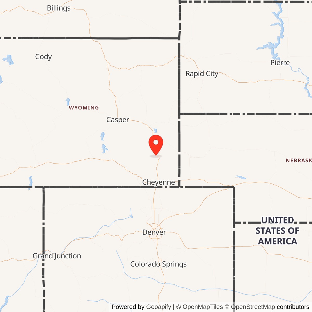 Map showing location of Minuteman Launch Facility T-08, Wyoming