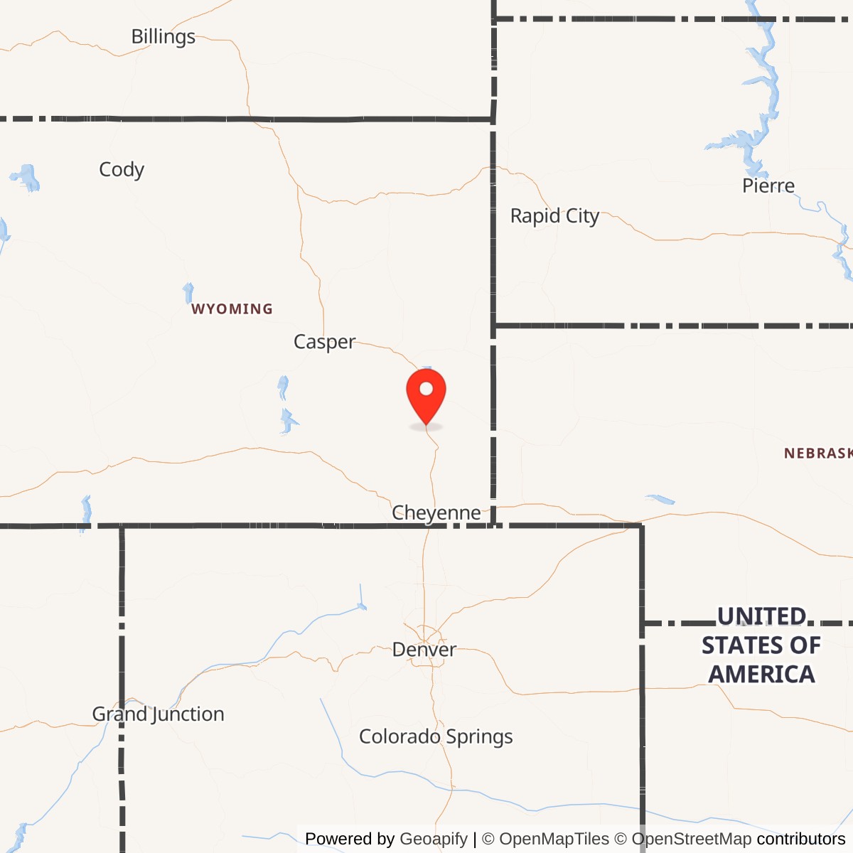 Map showing location of Minuteman Launch Facility T-10, Wyoming