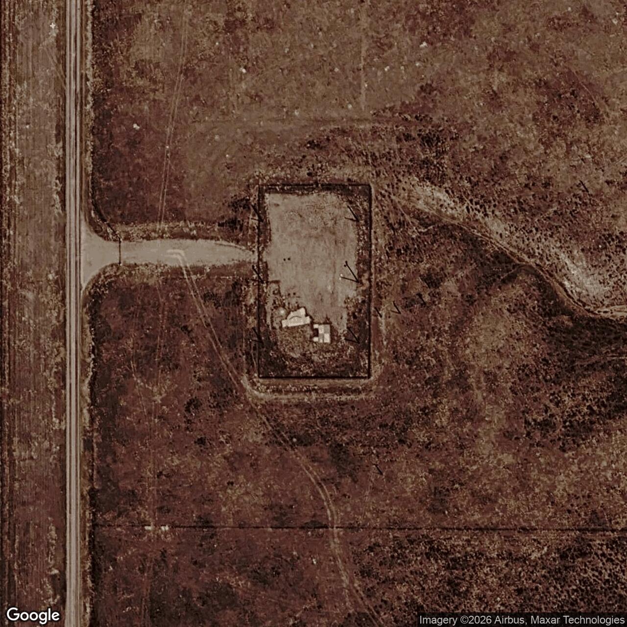 Current Google Satellite Image of Minuteman Launch Facility T-11, Wyoming