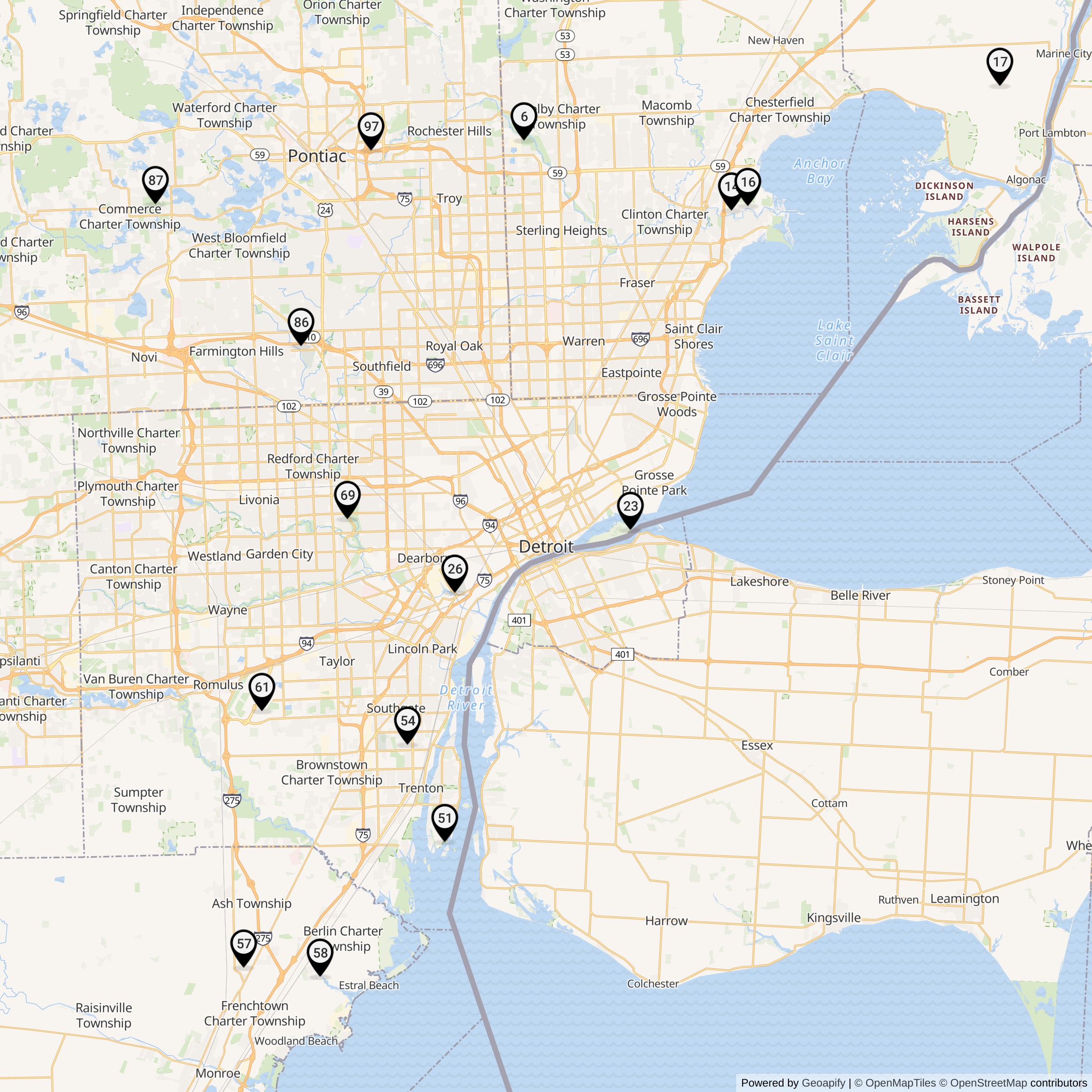 Map Showing Detroit Defense Area Nike IFC Locations