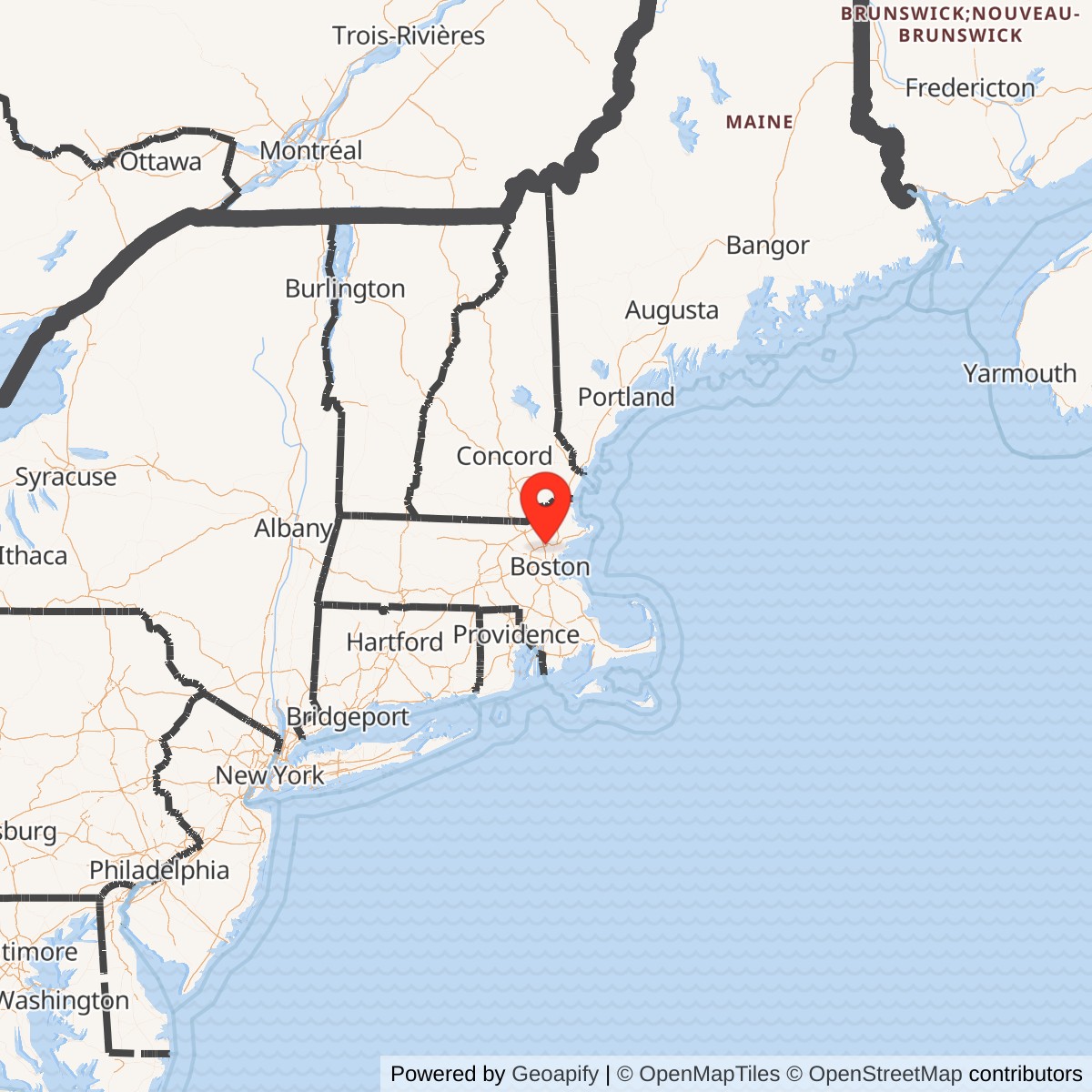 Map showing location of Nike Site B-03C, Massachusetts