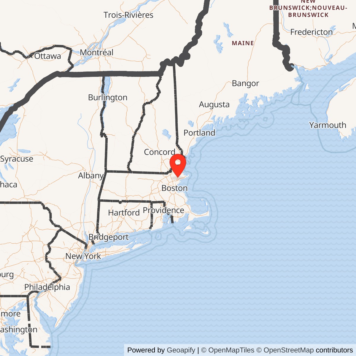 Map showing location of Nike Site B-05C, Massachusetts