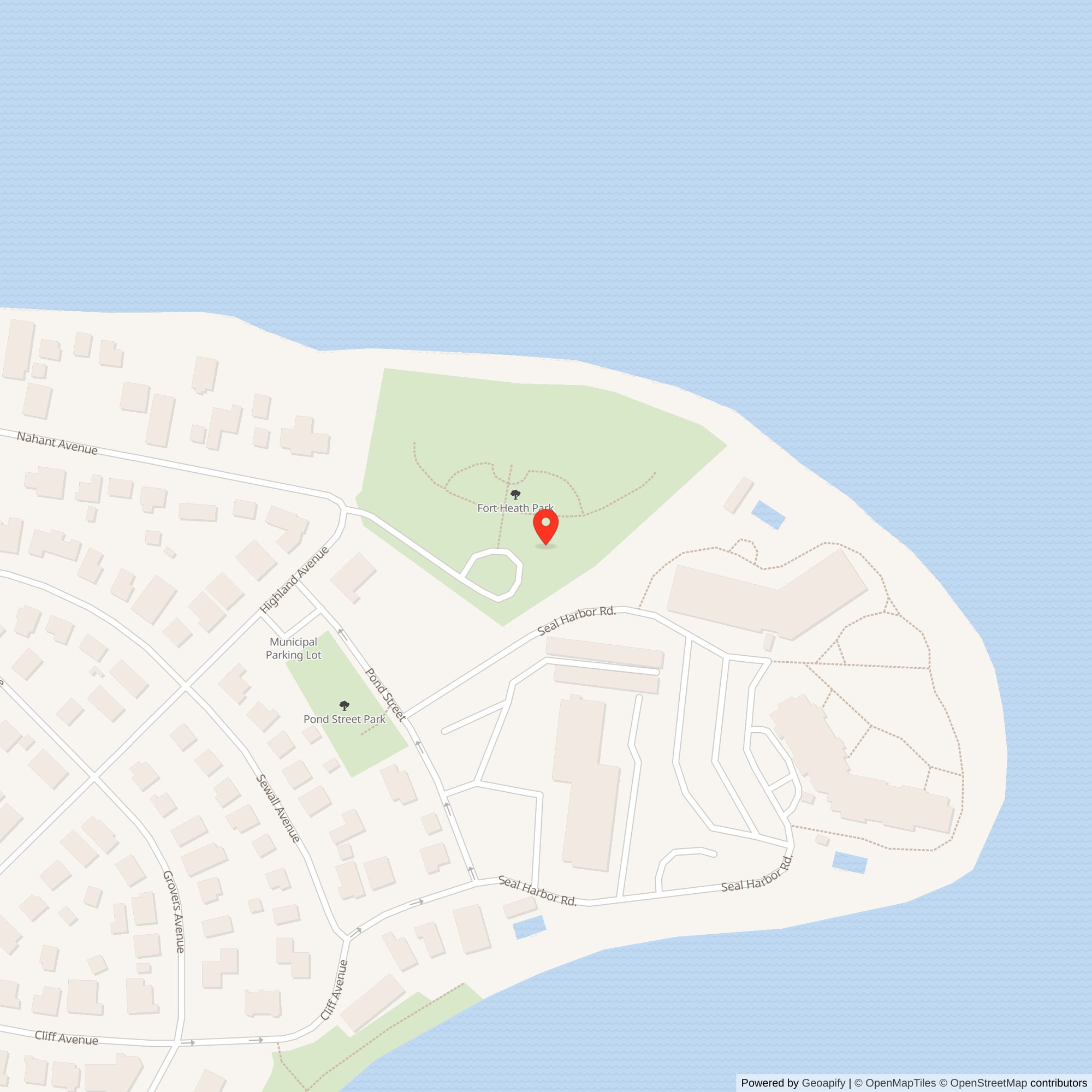 Map showing location of Nike Site B-21 Radar (Fort Heath), Massachusetts