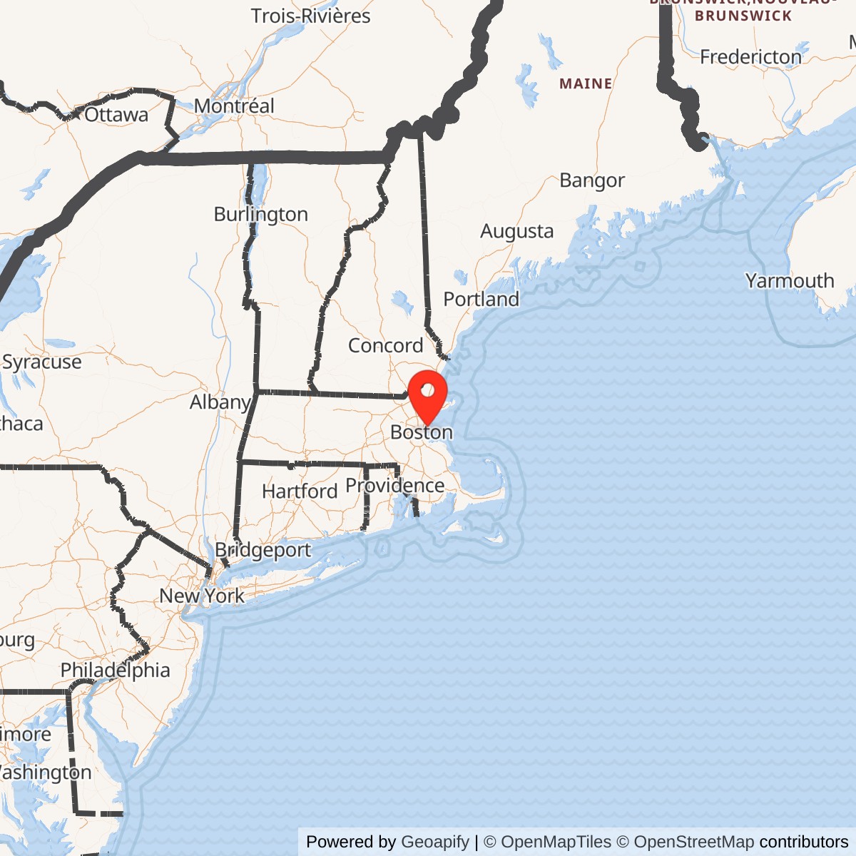 Map showing location of Nike Site B-21 Radar (Fort Heath), Massachusetts