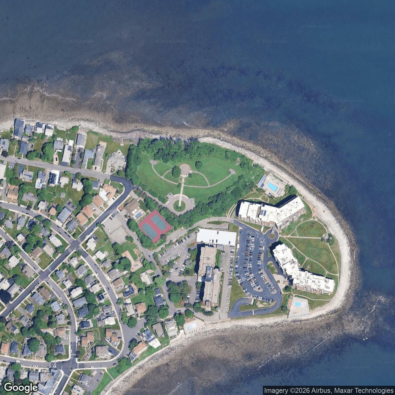 Current Google Satellite Image of Nike Site B-21 Radar (Fort Heath), Massachusetts