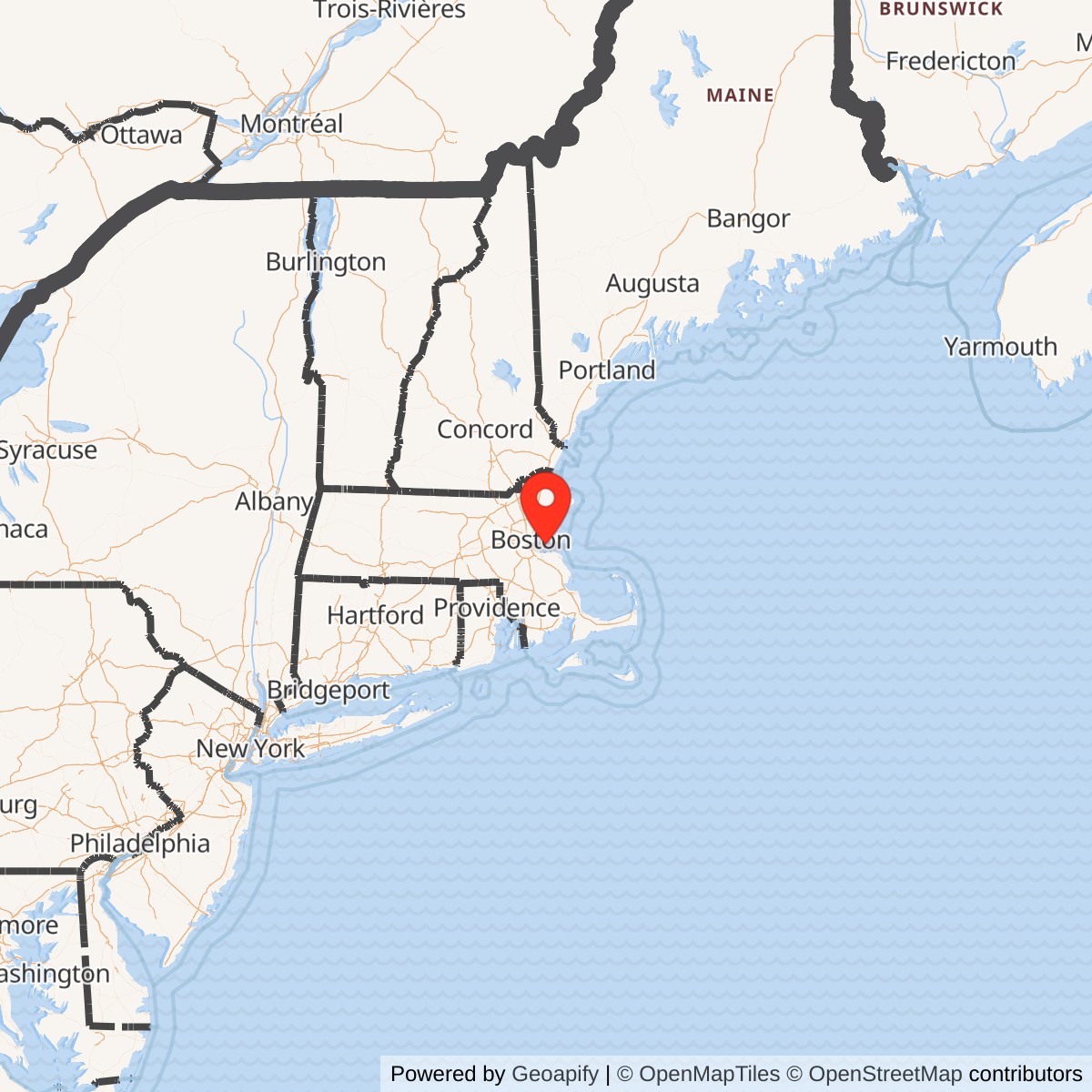 Map showing location of Nike Site B-36C, Massachusetts