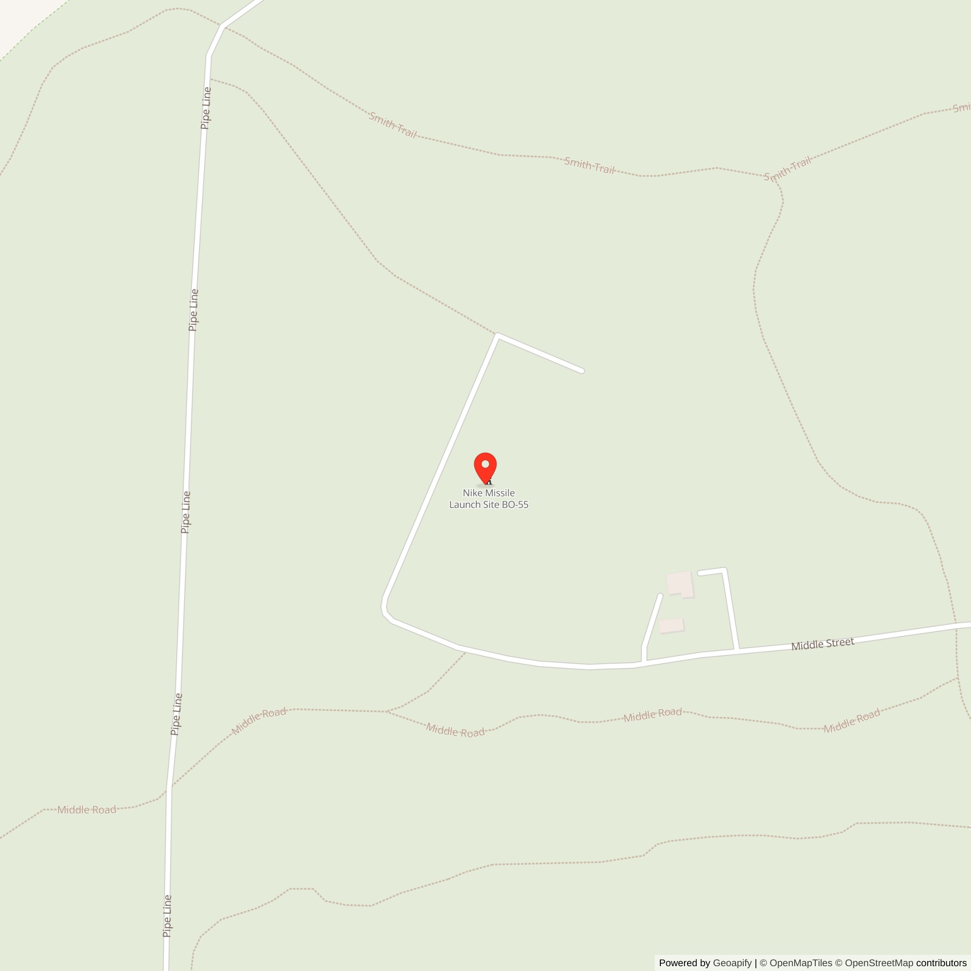 Map showing location of Nike Site B-55L, Massachusetts