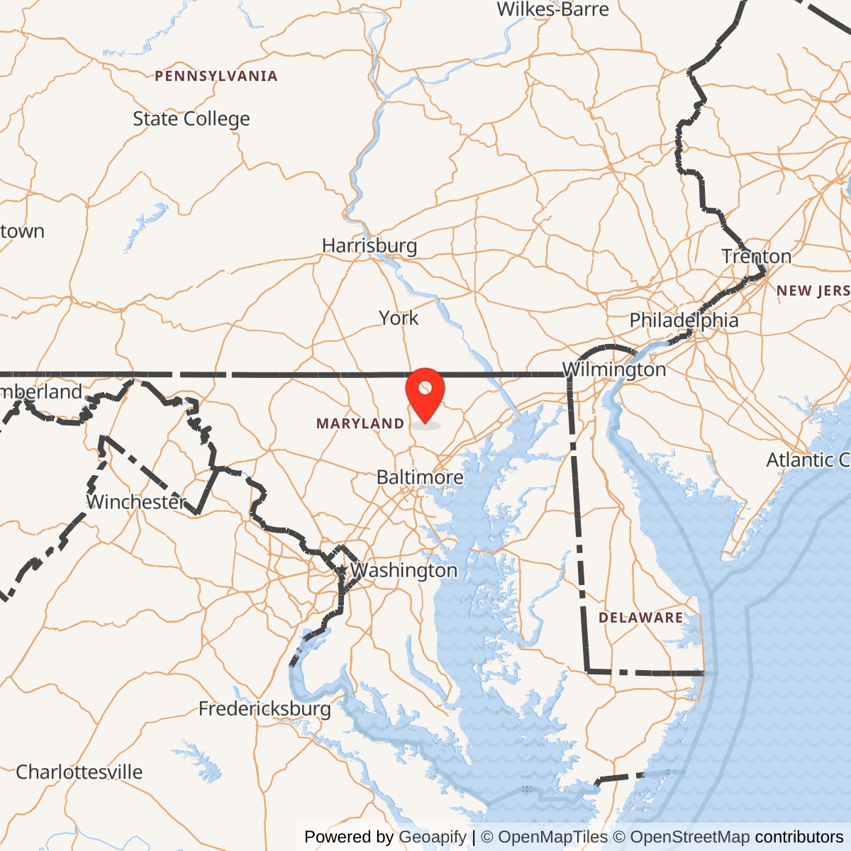 Map showing location of Nike Site BA-03C, Maryland