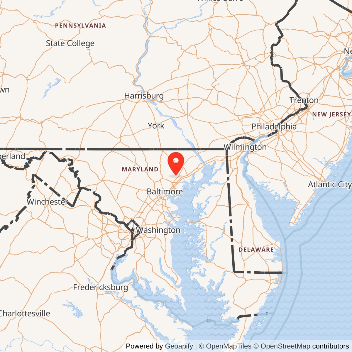 Map showing location of Nike Site BA-09C, Maryland